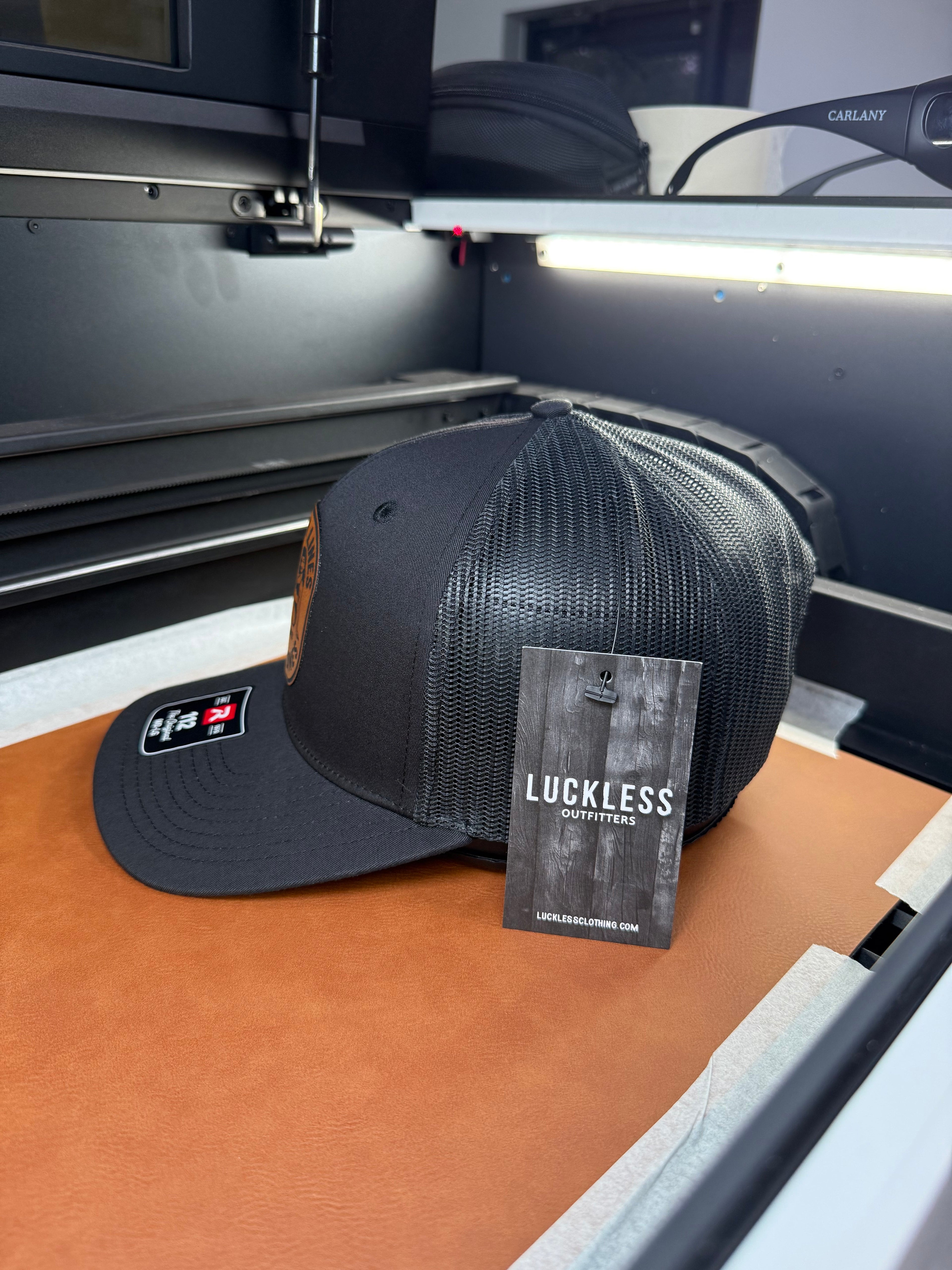 Lines and Dimes | Rawhide Leather Patch Hat Black