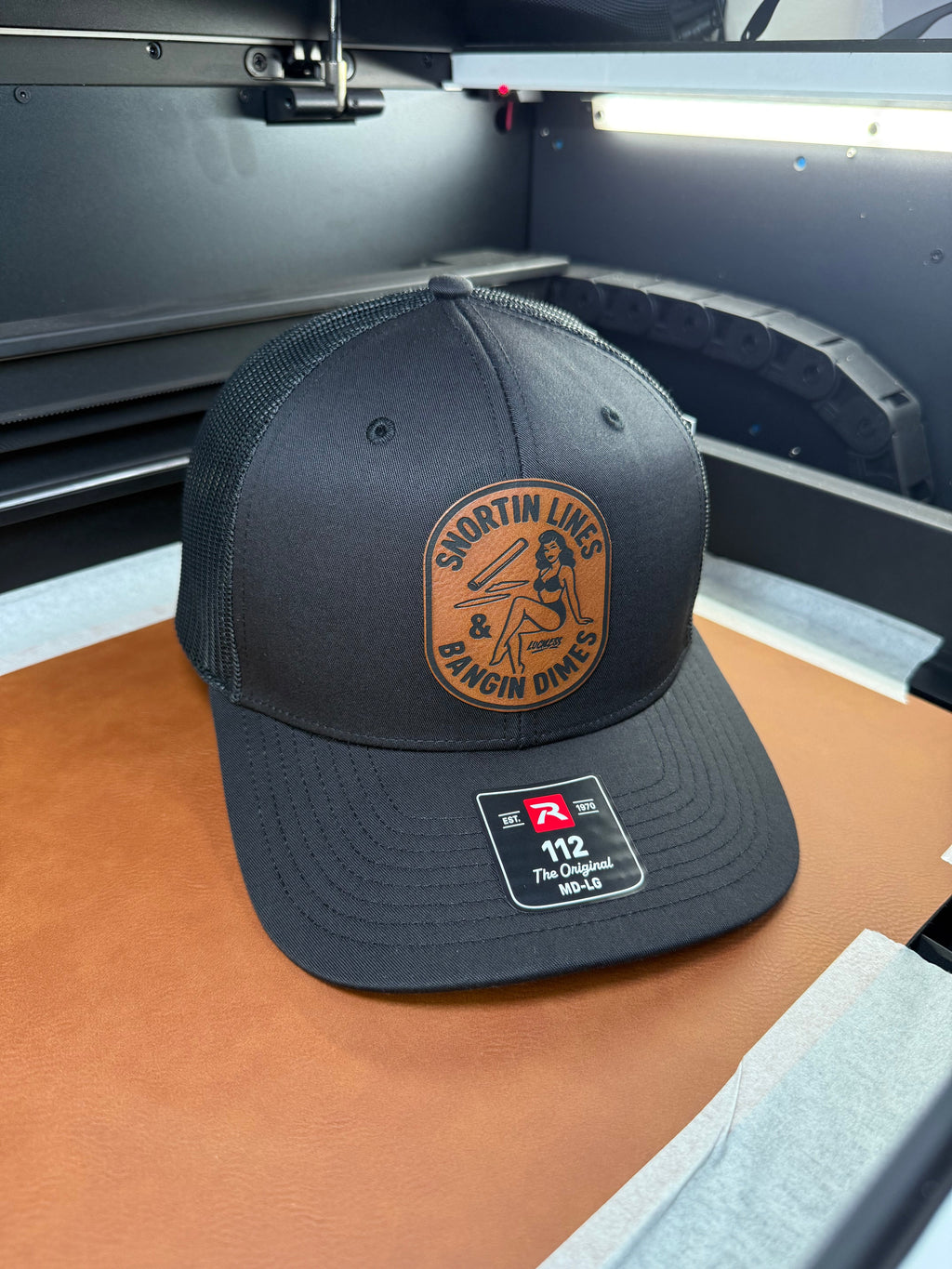 Lines and Dimes | Rawhide Leather Patch Hat Black