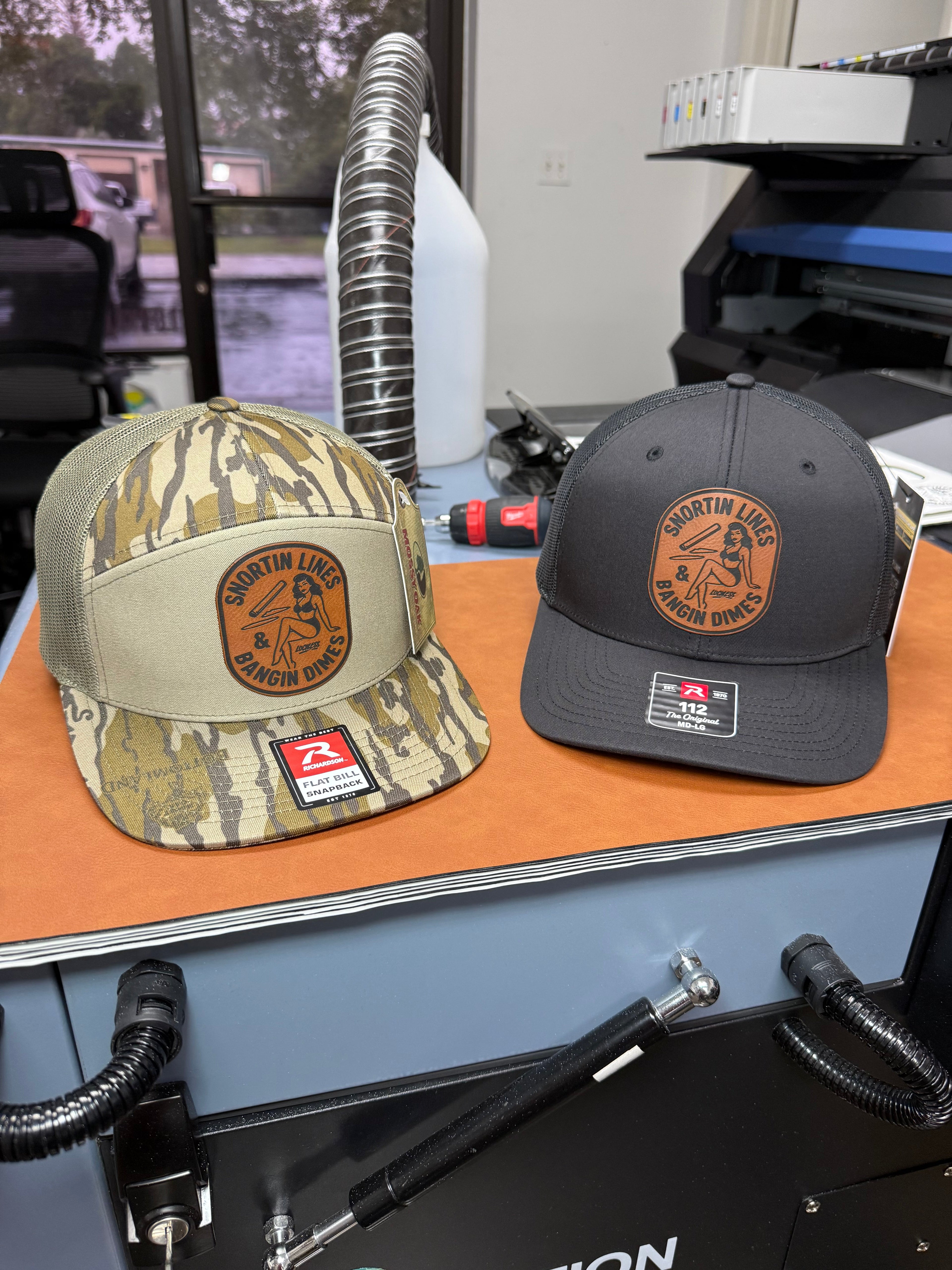 Lines and Dimes | Rawhide Leather Patch Hat Mossy Oak Camo