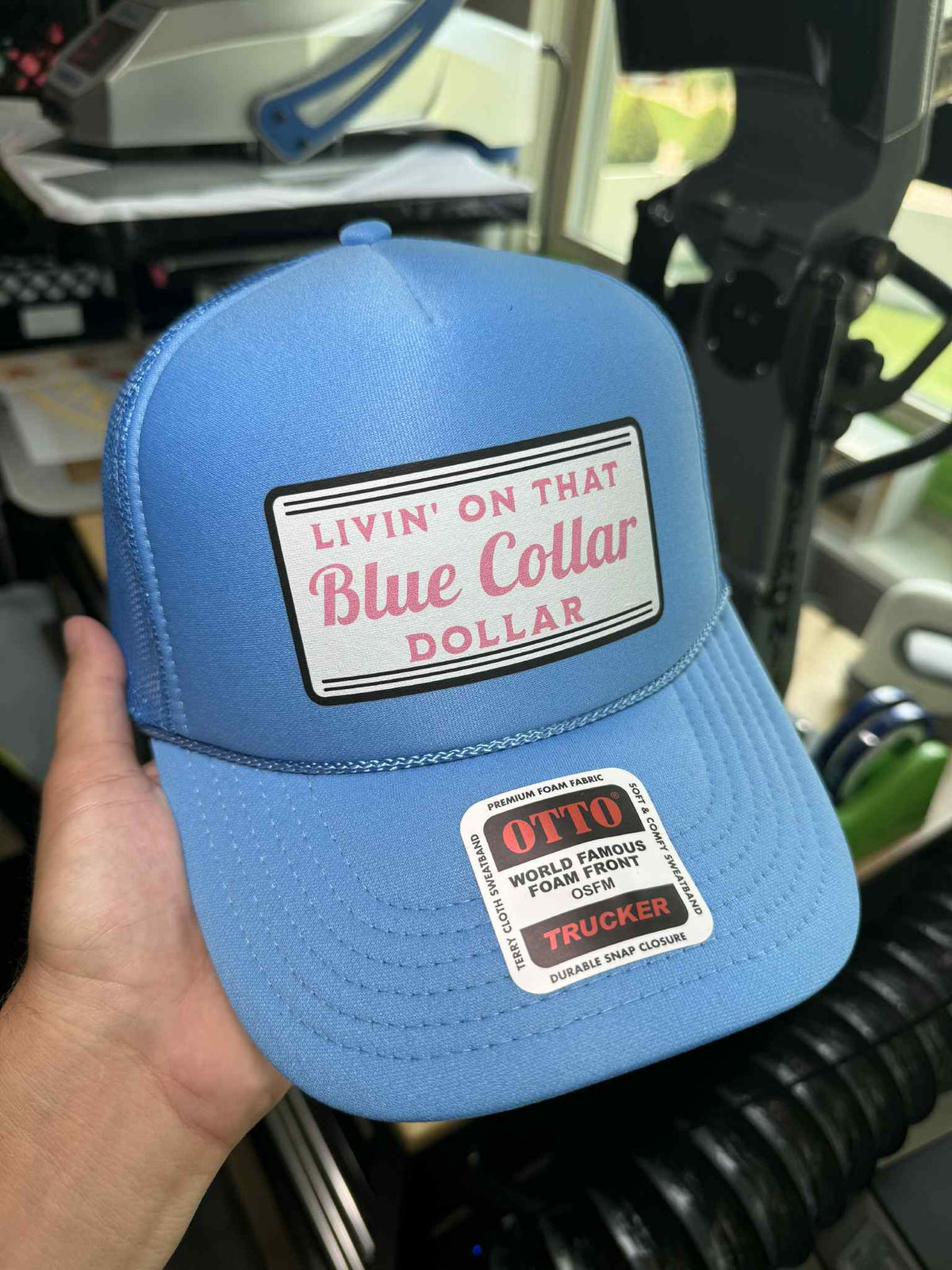 Livin' On That Blue Collar Dollar Trucker Hat