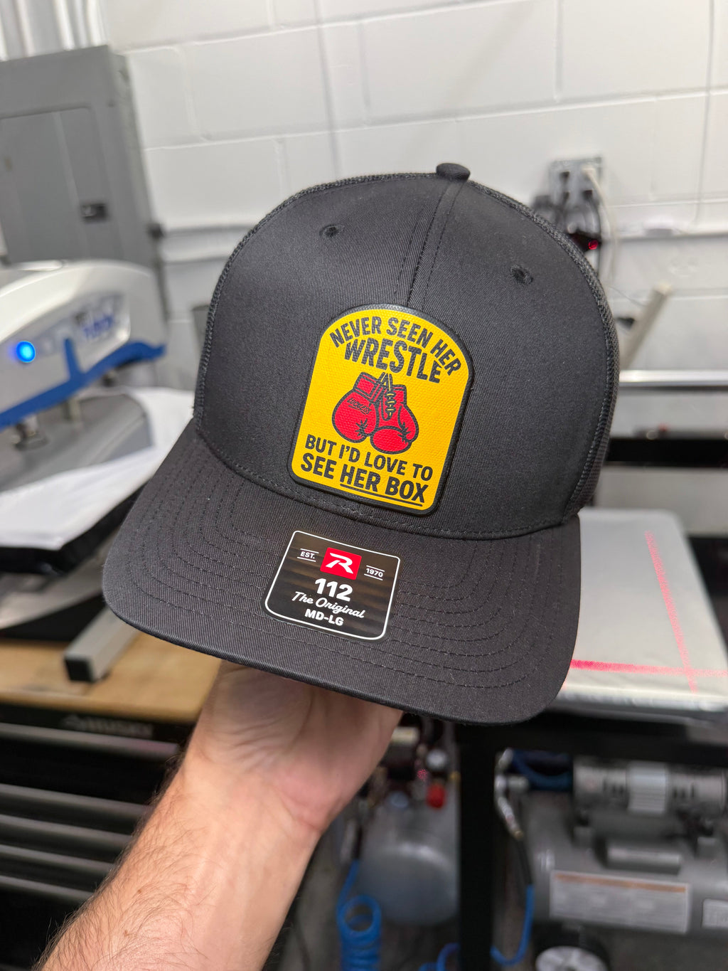 Love To See Her Box Canvas Patch Trucker