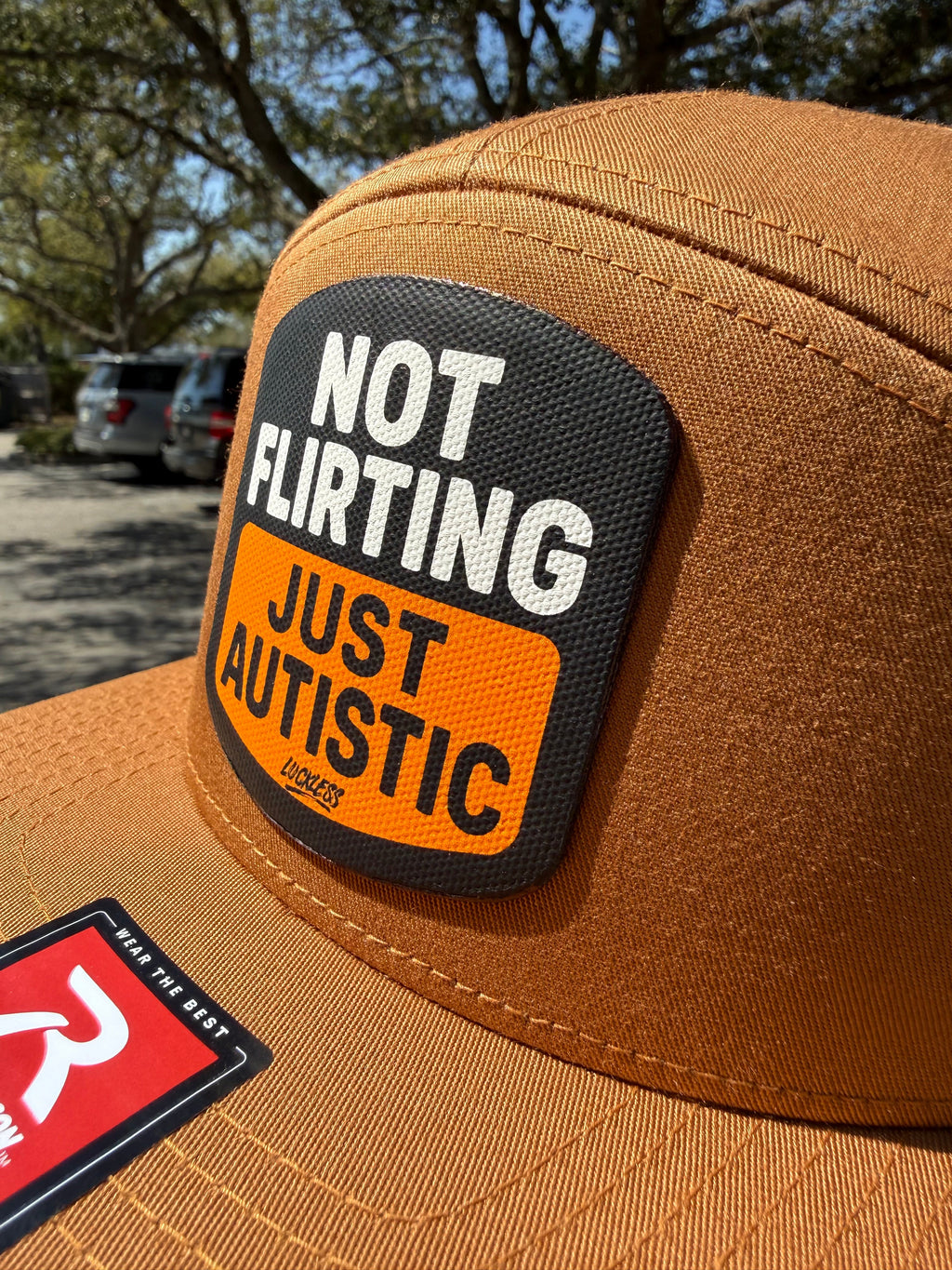 Not Flirting Just Autistic | 7 Panel Canvas Patch Snapback