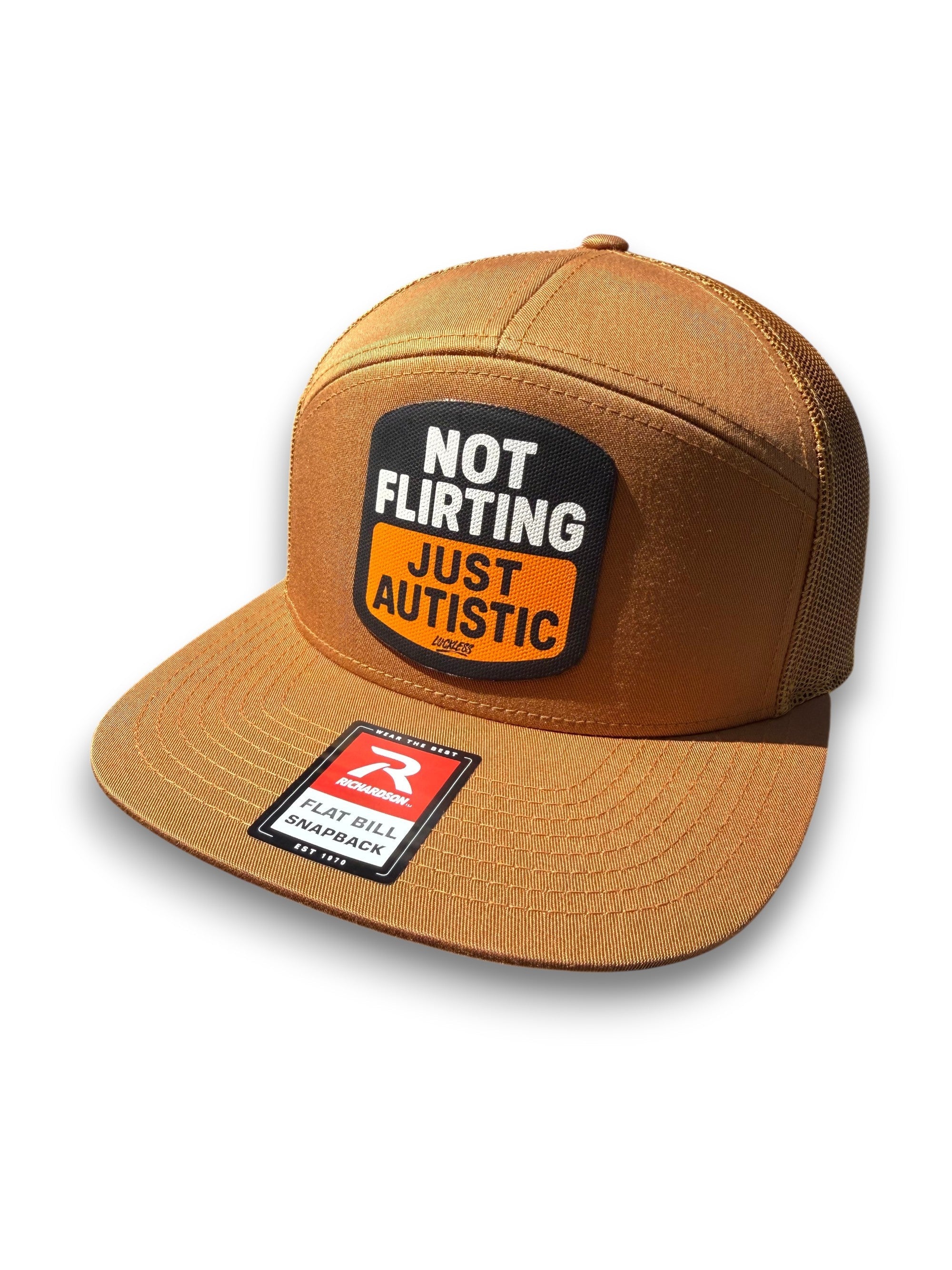 Not Flirting Just Autistic | 7 Panel Canvas Patch Snapback