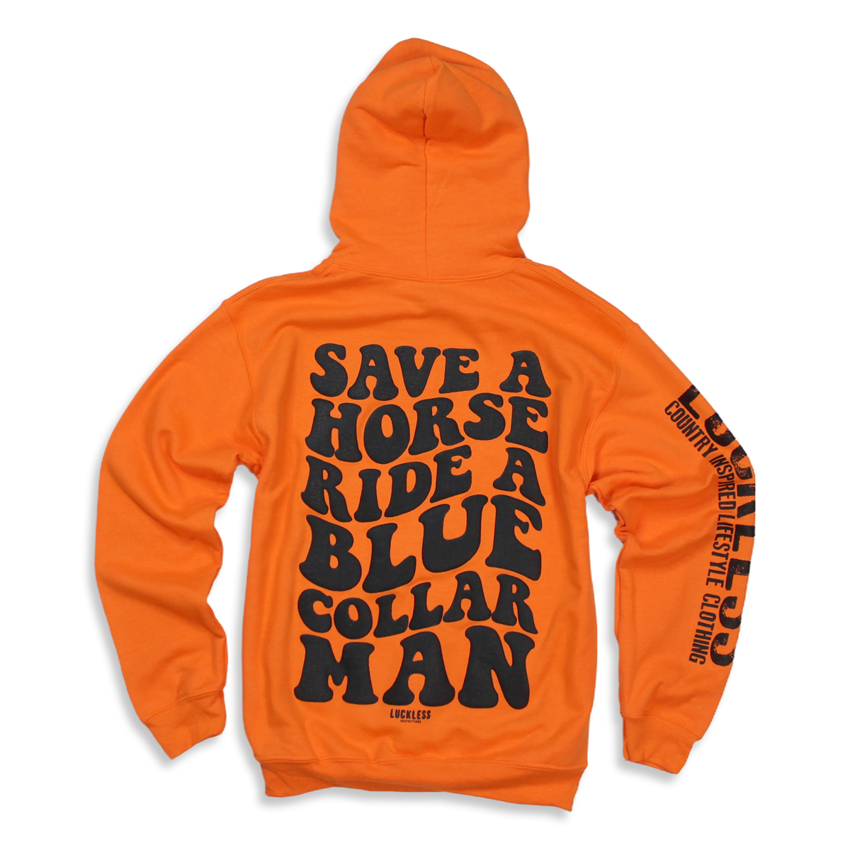 Save a Horse Ride a Blue Collar Man Neon Orange Hoodie