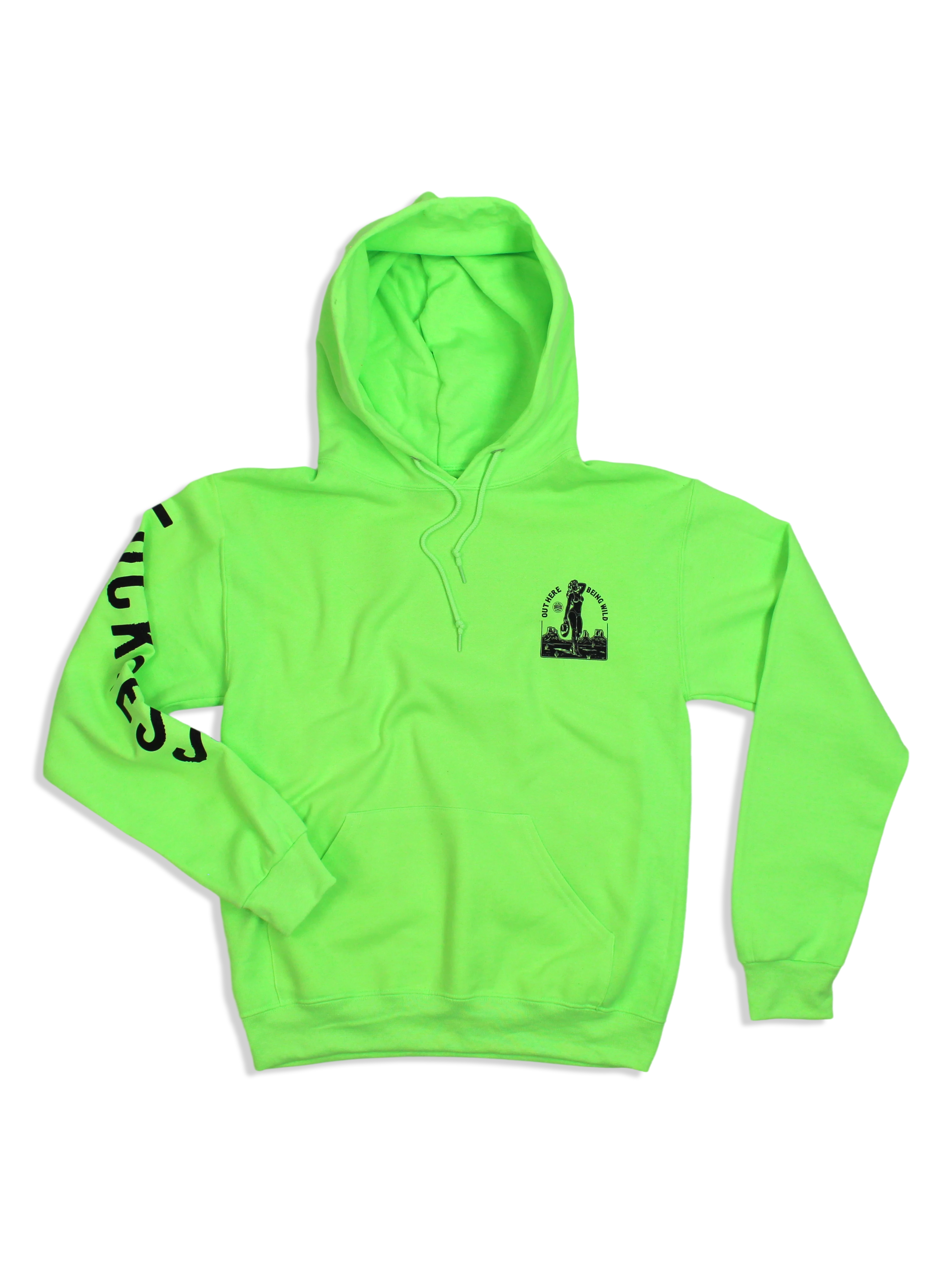Out Here Being Wild Neon Green Hoodie
