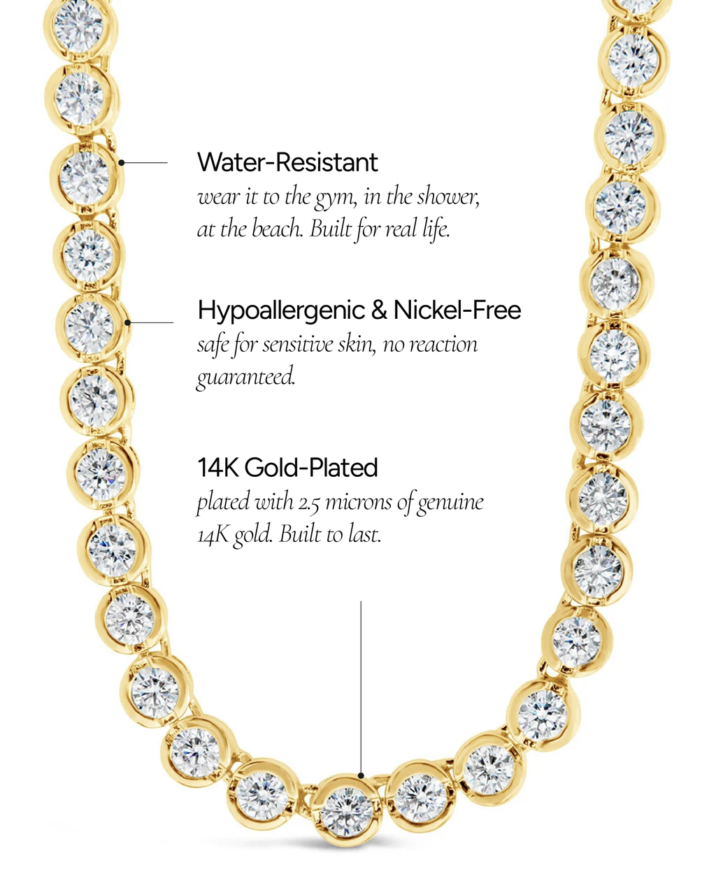 Helene Bezel CZ Tennis Necklace