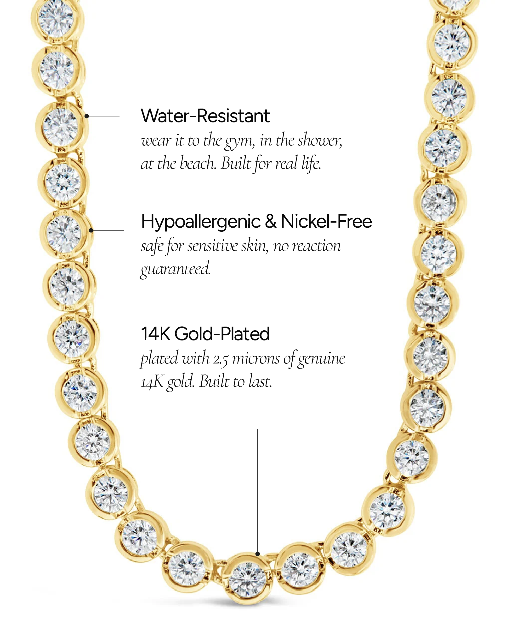 Helene Bezel CZ Tennis Necklace