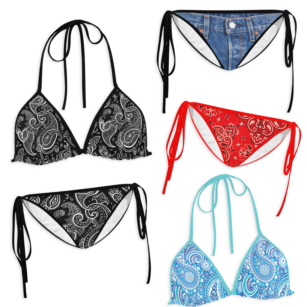 Paisley Retro Bikini Top & Bottoms