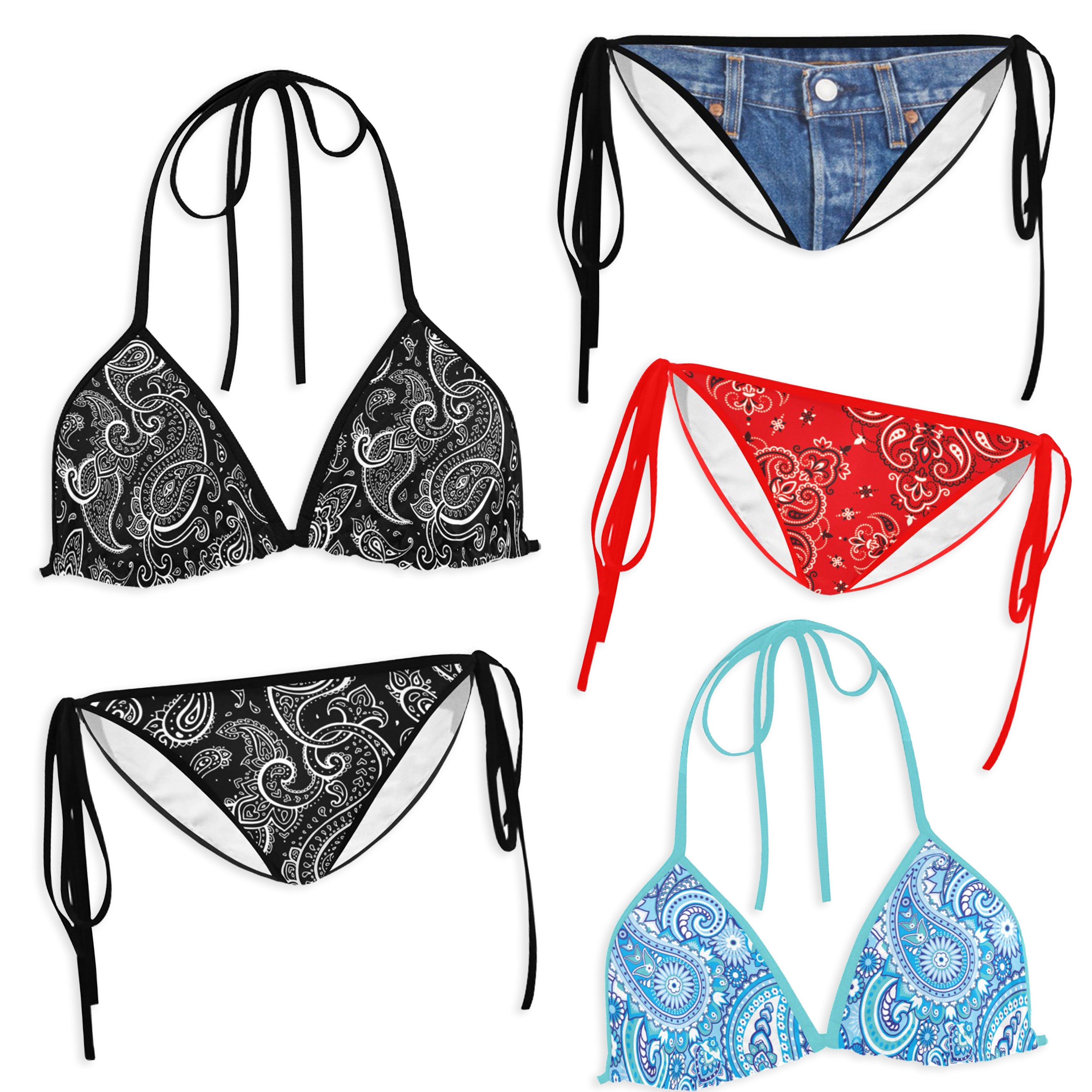 Paisley Retro Bikini Top & Bottoms