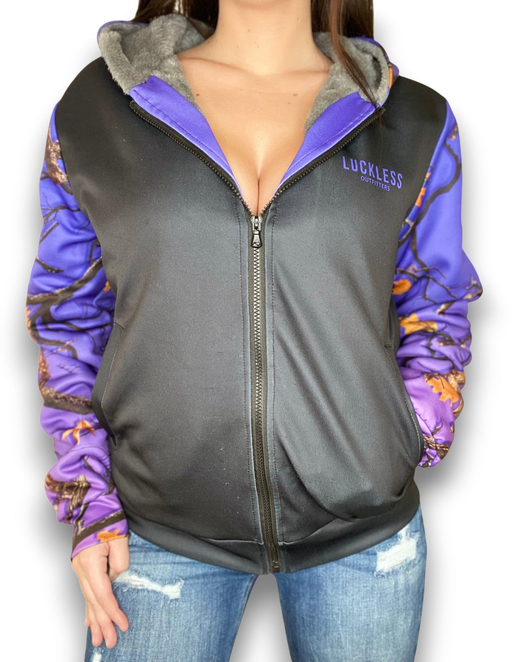 PLUMTUOUS CAMO HEAVY ZIP FLEECE HOODIE