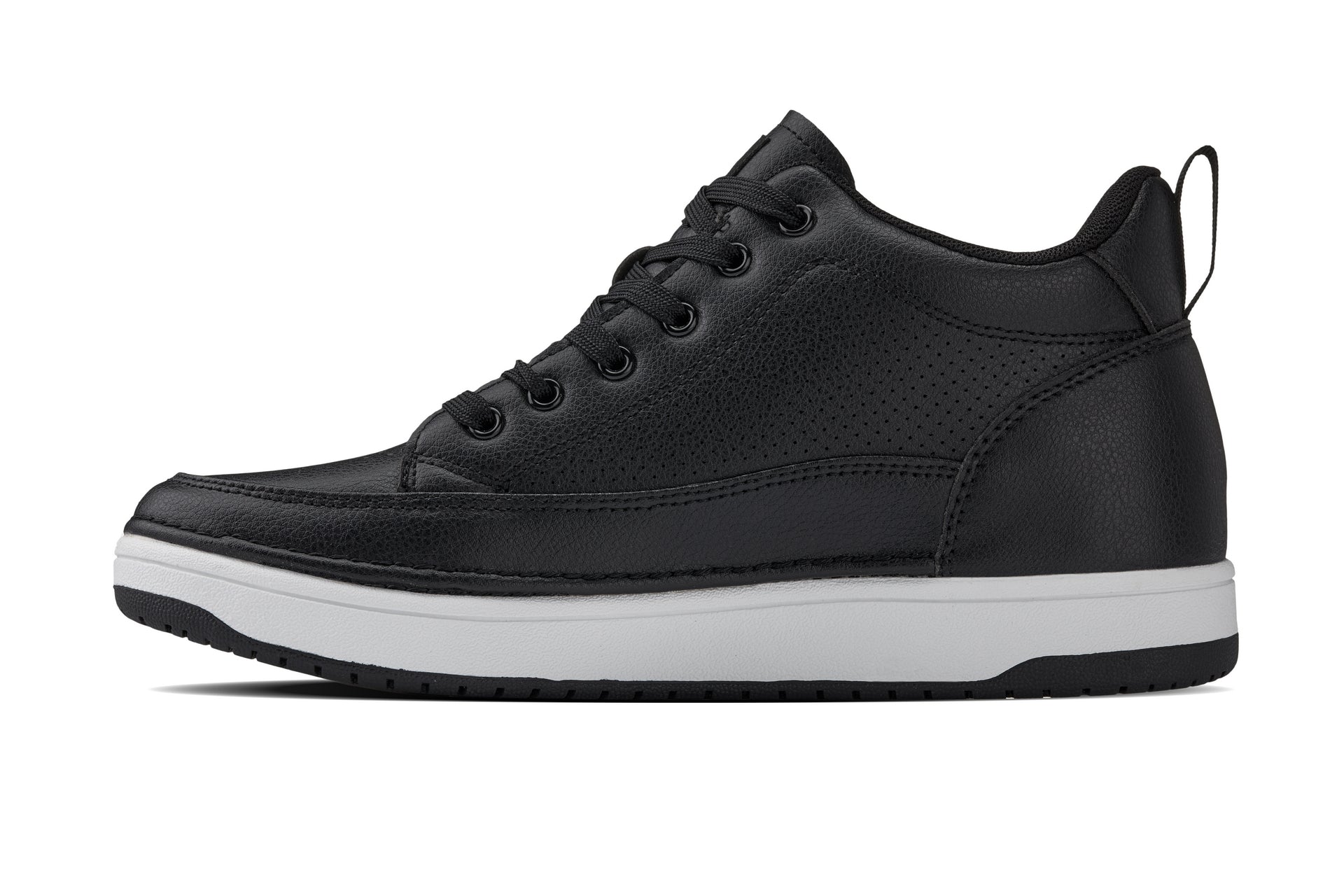 CALTO - Q271  - 2 Inches Taller (Black Noir) - Elevated Leatherette Micro-Perforated Sneakers