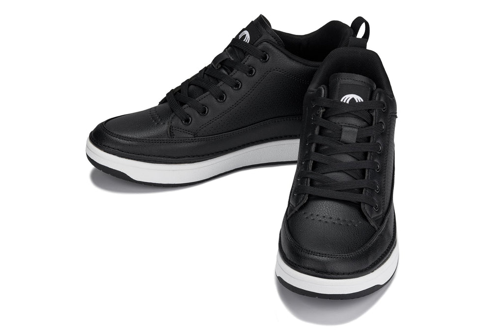 CALTO - Q271  - 2 Inches Taller (Black Noir) - Elevated Leatherette Micro-Perforated Sneakers