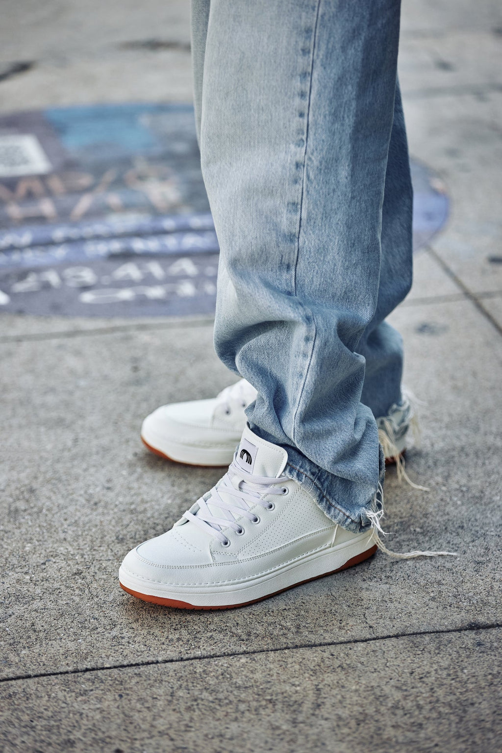 CALTO - Q272  - 2 Inches Taller (White & Gum Sole) -Elevated Leatherette Micro-Perforated Sneakers