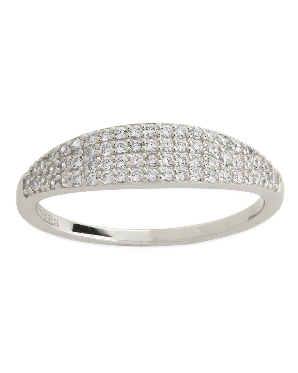 Sterling Silver Pave Signet Ring