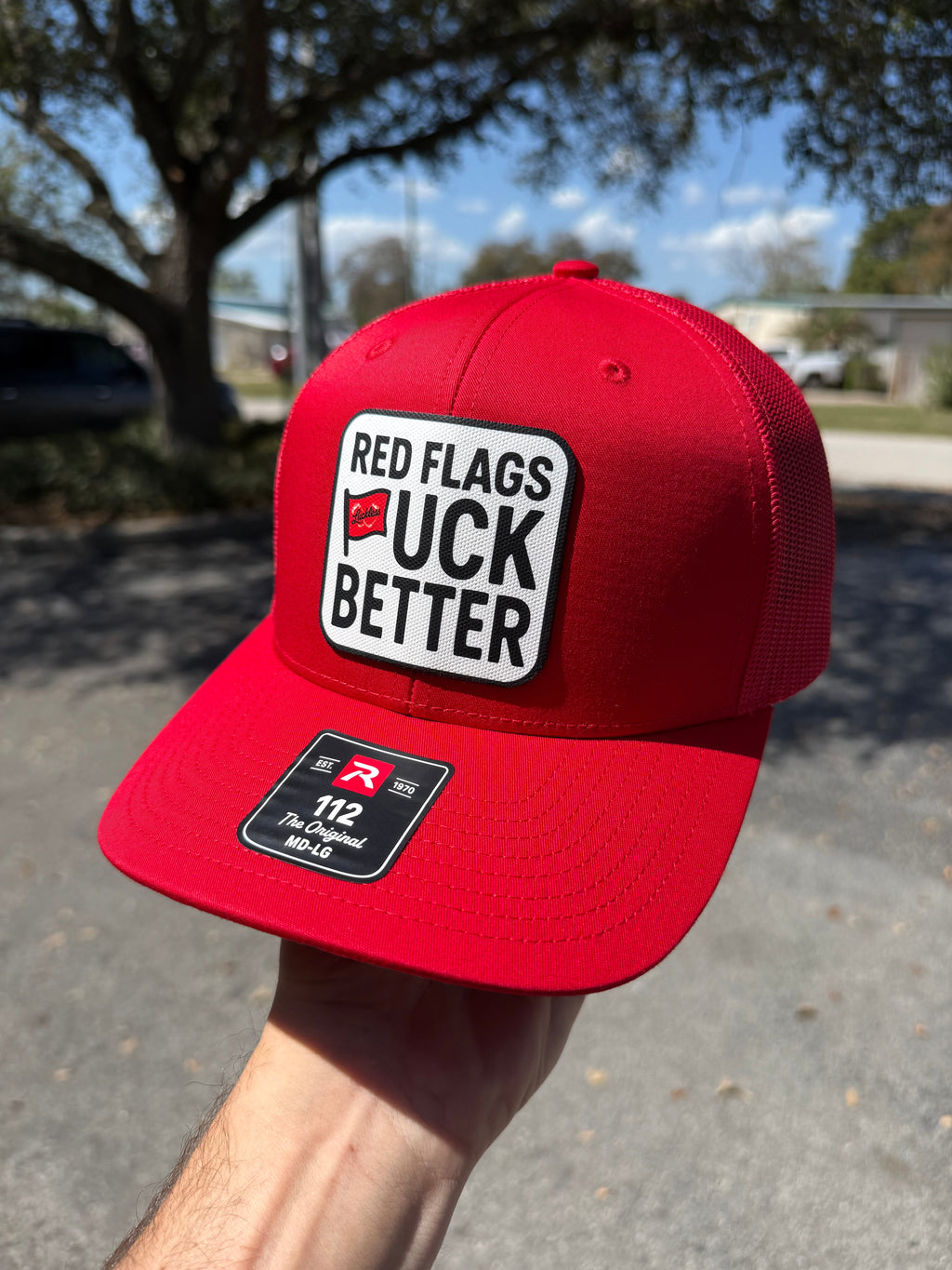 Red Flags Fuck Better Canvas Patch Trucker