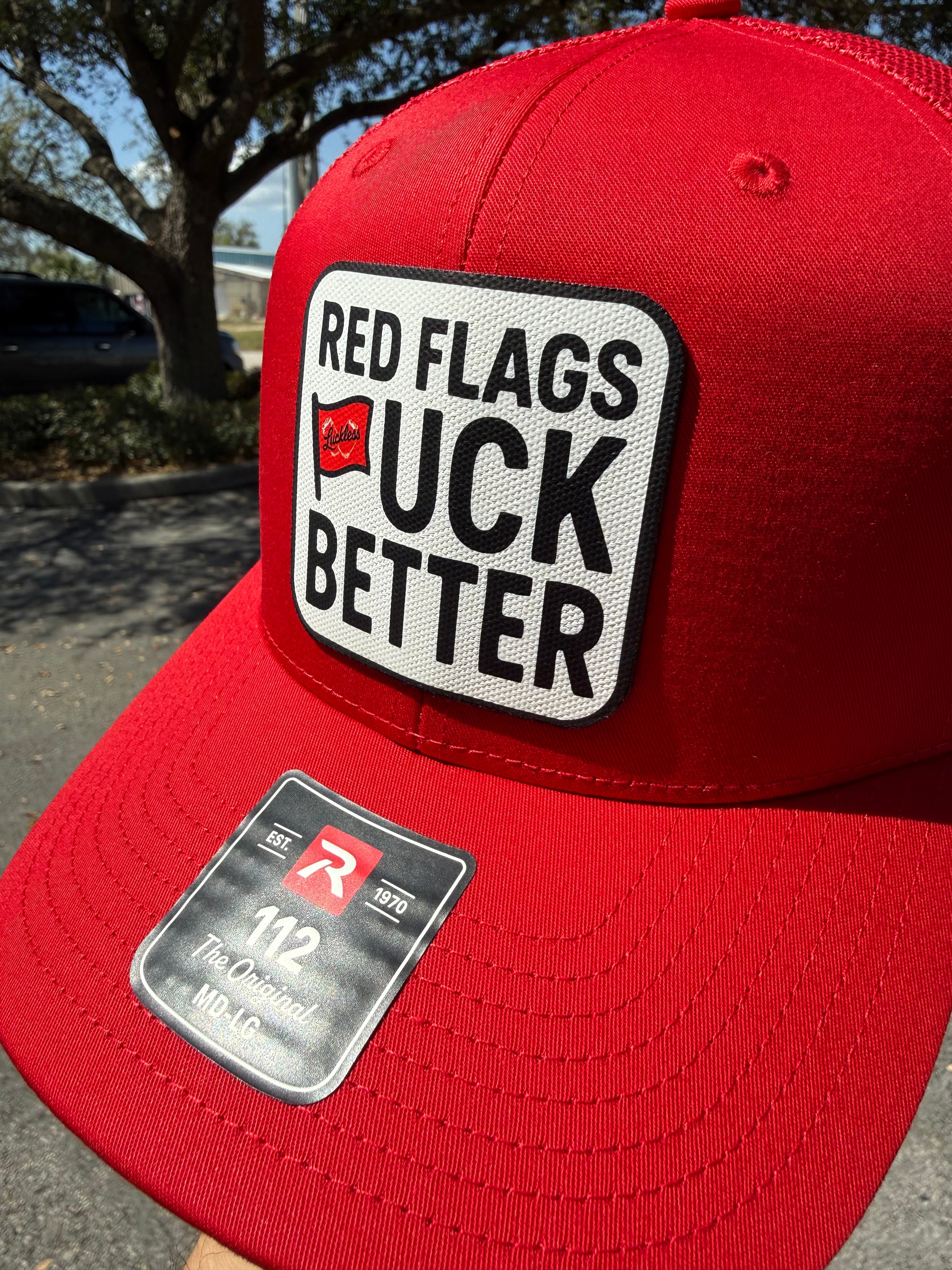 Red Flags Fuck Better Canvas Patch Trucker