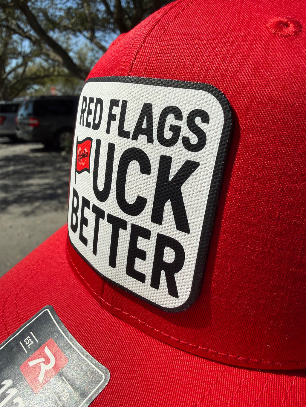 Red Flags Fuck Better Canvas Patch Trucker