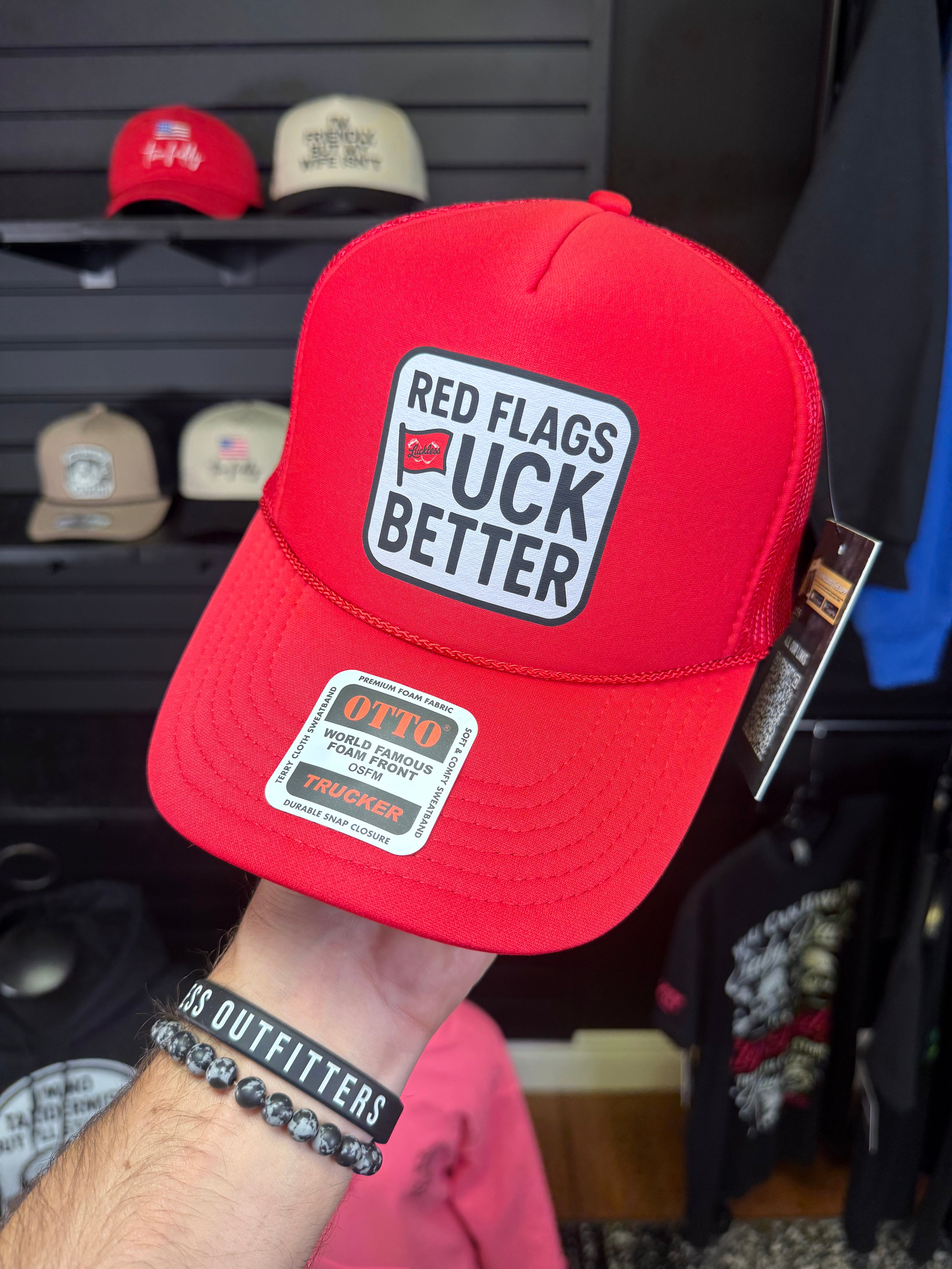 Red Flags Fuck Better Trucker Hat