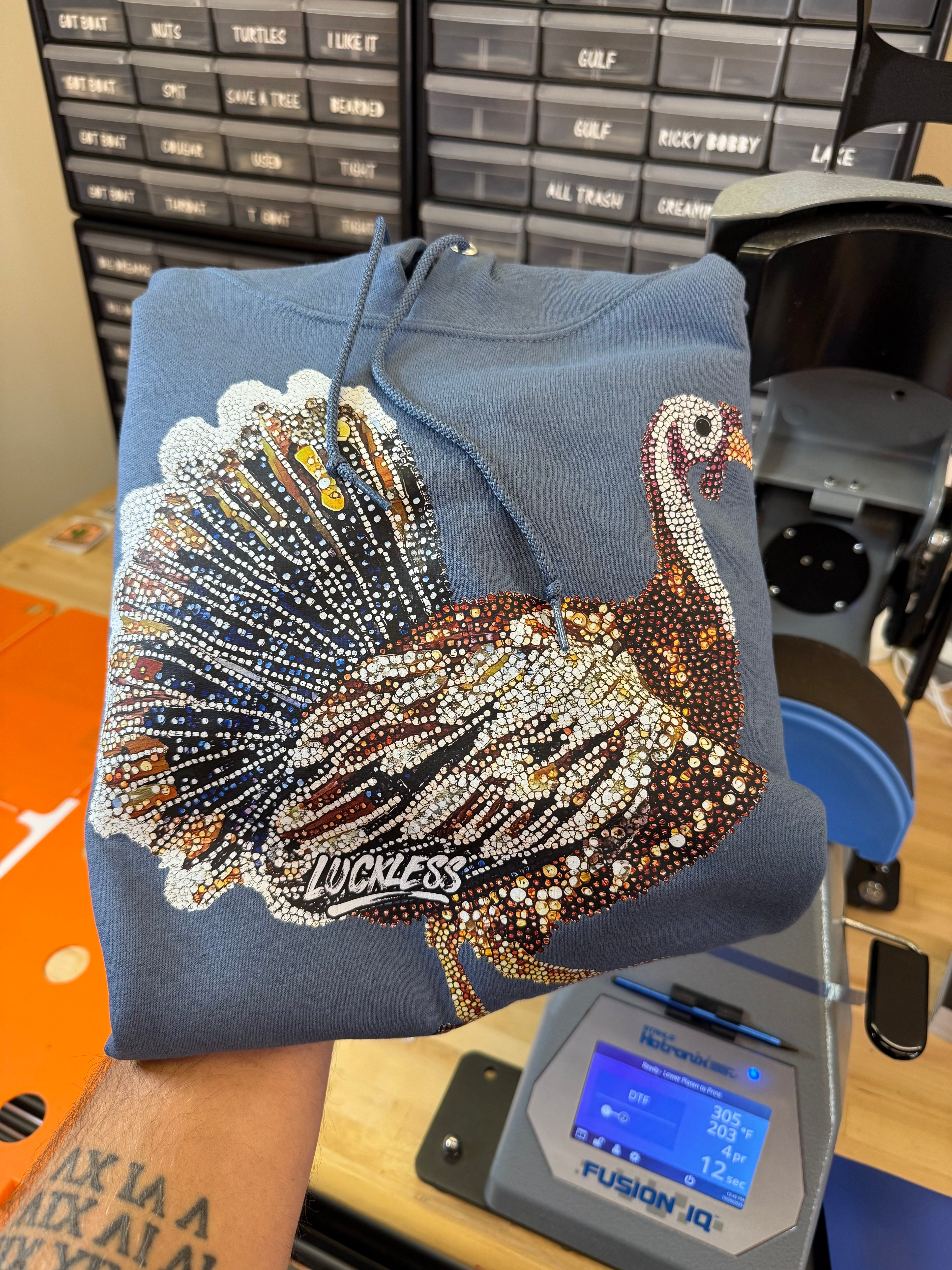 Faux Rhinestone Turkey Hoodie