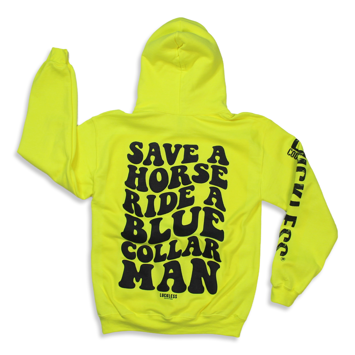 Save a Horse Ride a Blue Collar Man Neon Yellow Hoodie