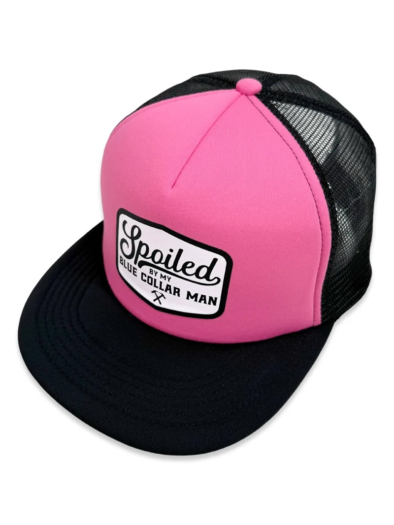 Spoiled By My Blue Collar Man Trucker Hat