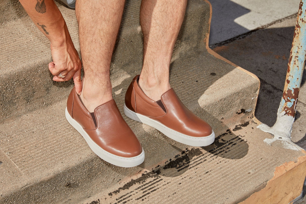 CALTO - T1023 - 2.6 Inches Taller (Coffee Brown) - Lightweight Nappa Leather Loafer