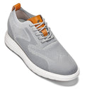 CALTO - X2637 - 2.8 Inches Taller (Pewter Grey/Brown) - Lace Up Casual Walker - Lightweight