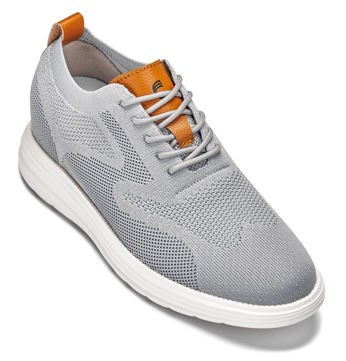 CALTO - X2637 - 2.8 Inches Taller (Pewter Grey/Brown) - Lace Up Casual Walker - Lightweight