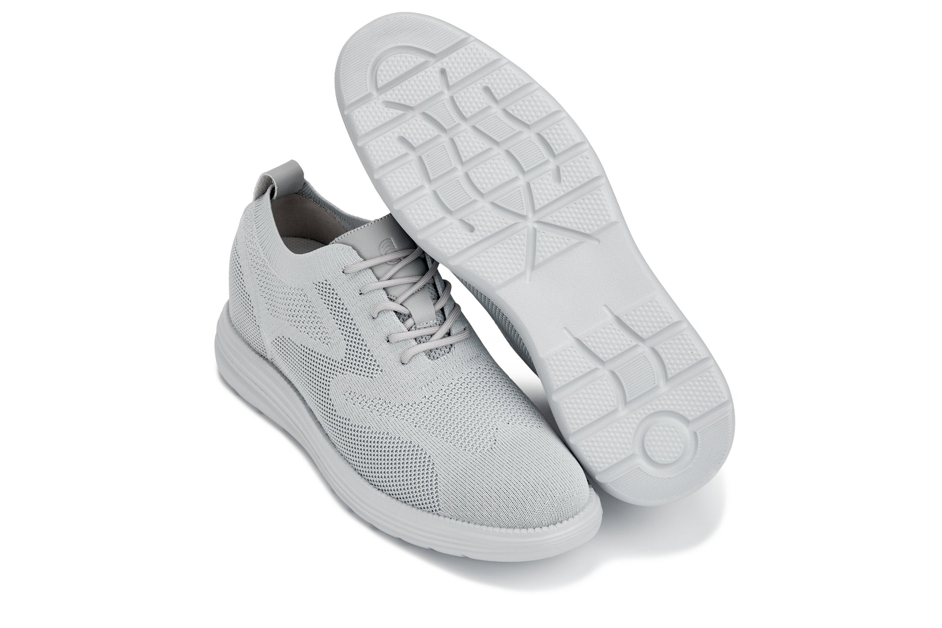 CALTO - X2640 - 2.8 Inches Taller (Pewter/Light Grey Sole) - Lace Up Casual Walker - Lightweight