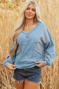 Madison Exposed Seam Waffle Baggy Pullover