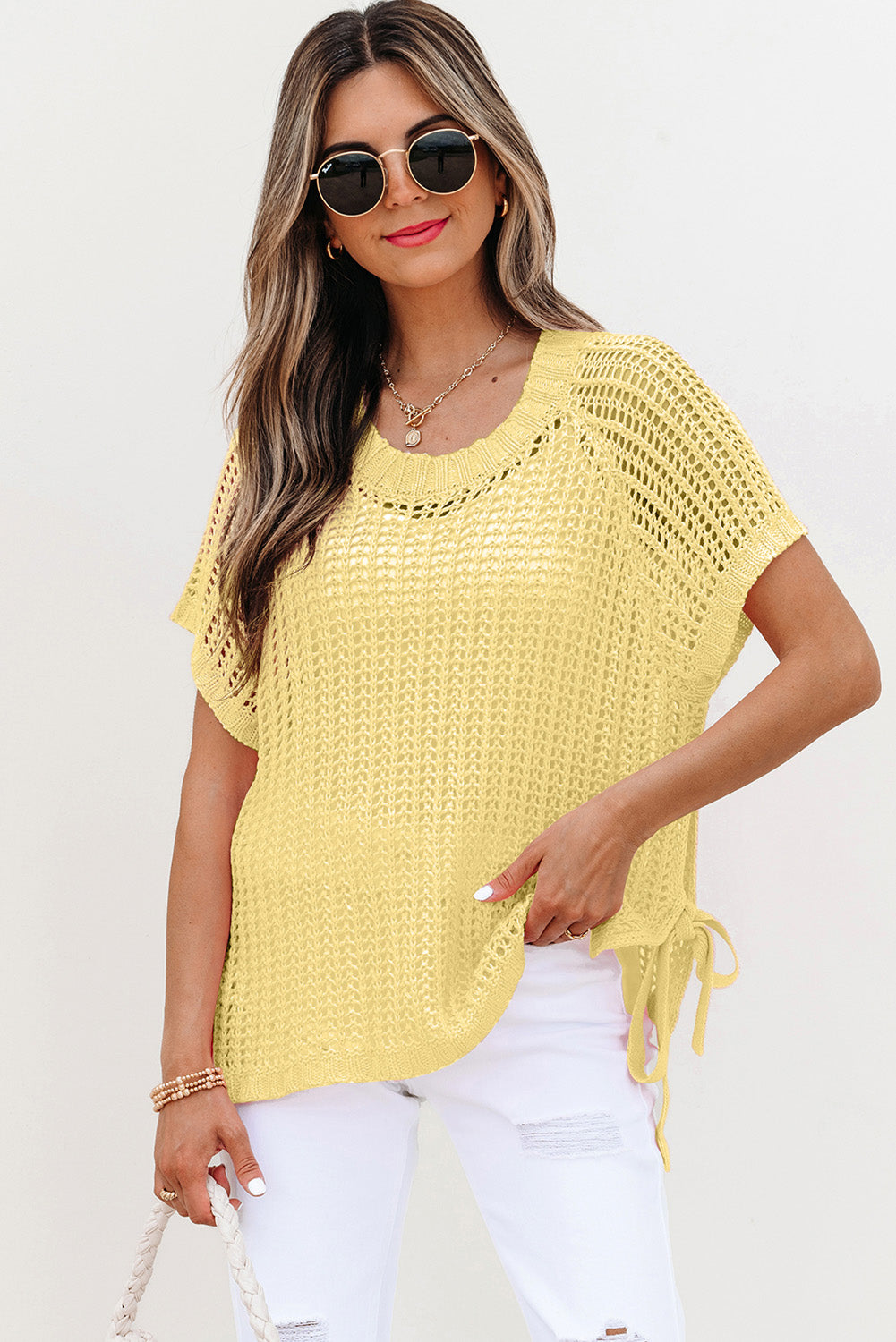 Celine Tied Short Sleeve Sweater