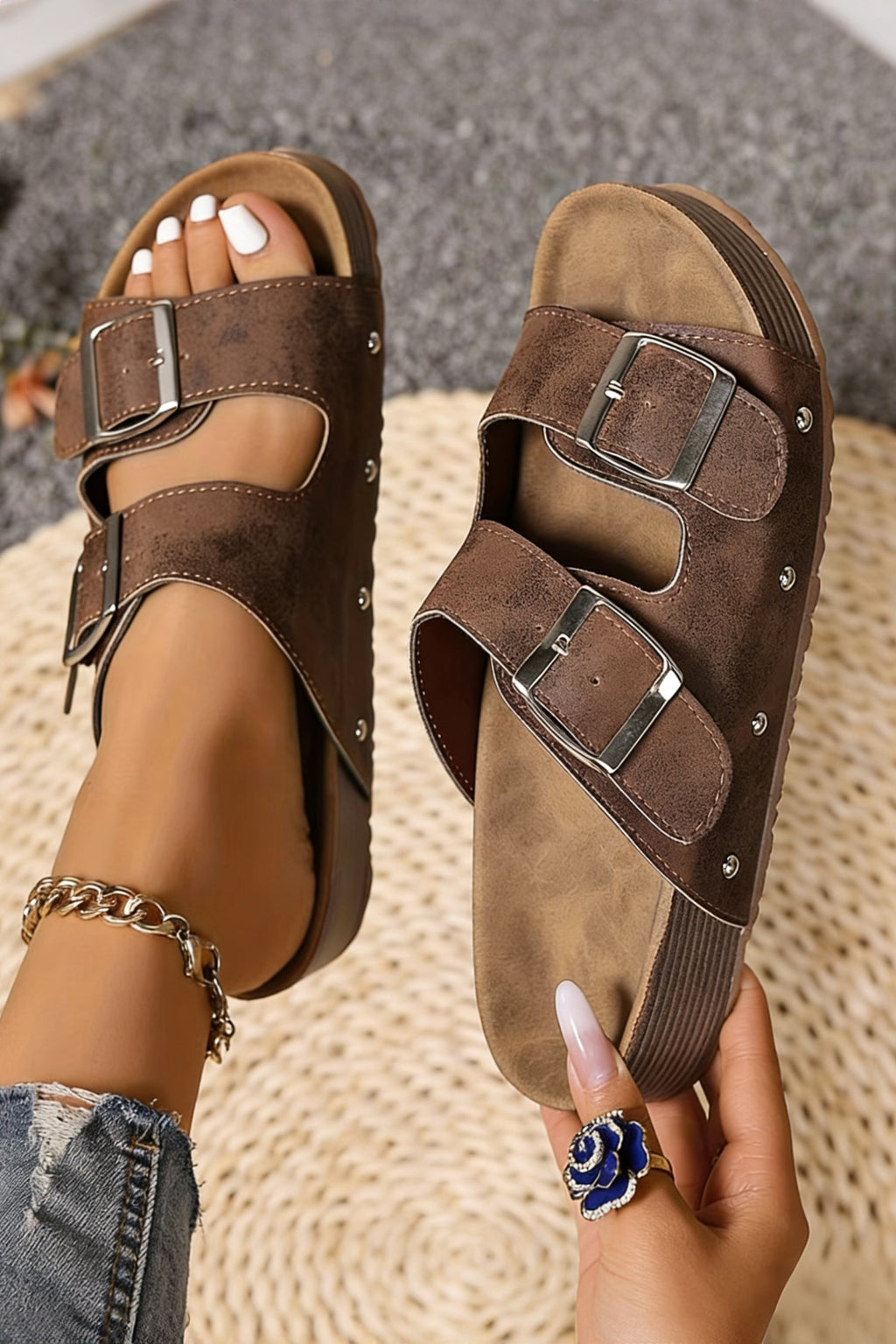 Leona Faux Suede Platform Slippers