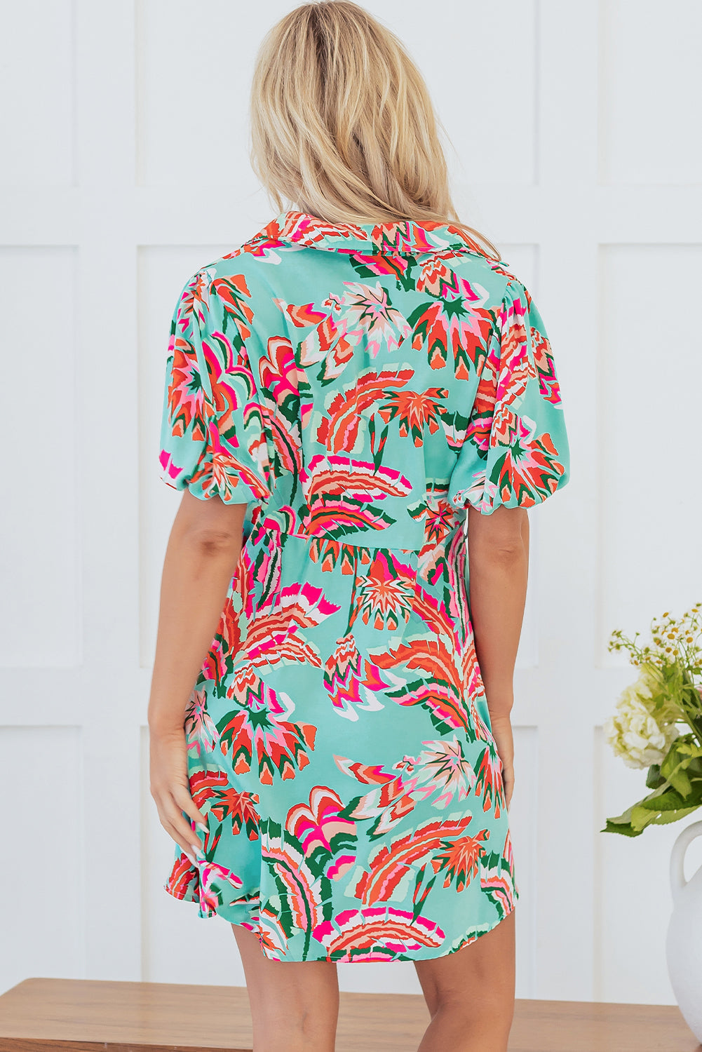 Erin Lace-up High Waist Buttoned Mini Dress