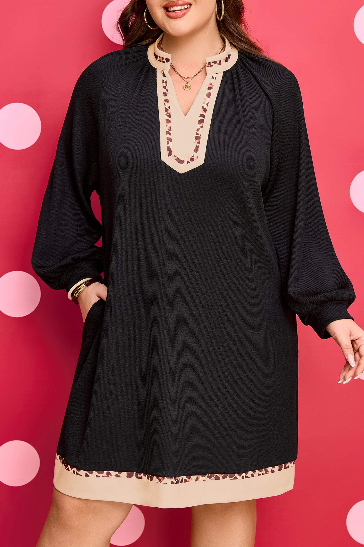 Ainsley Block Trim Ribbed PLUS Dress