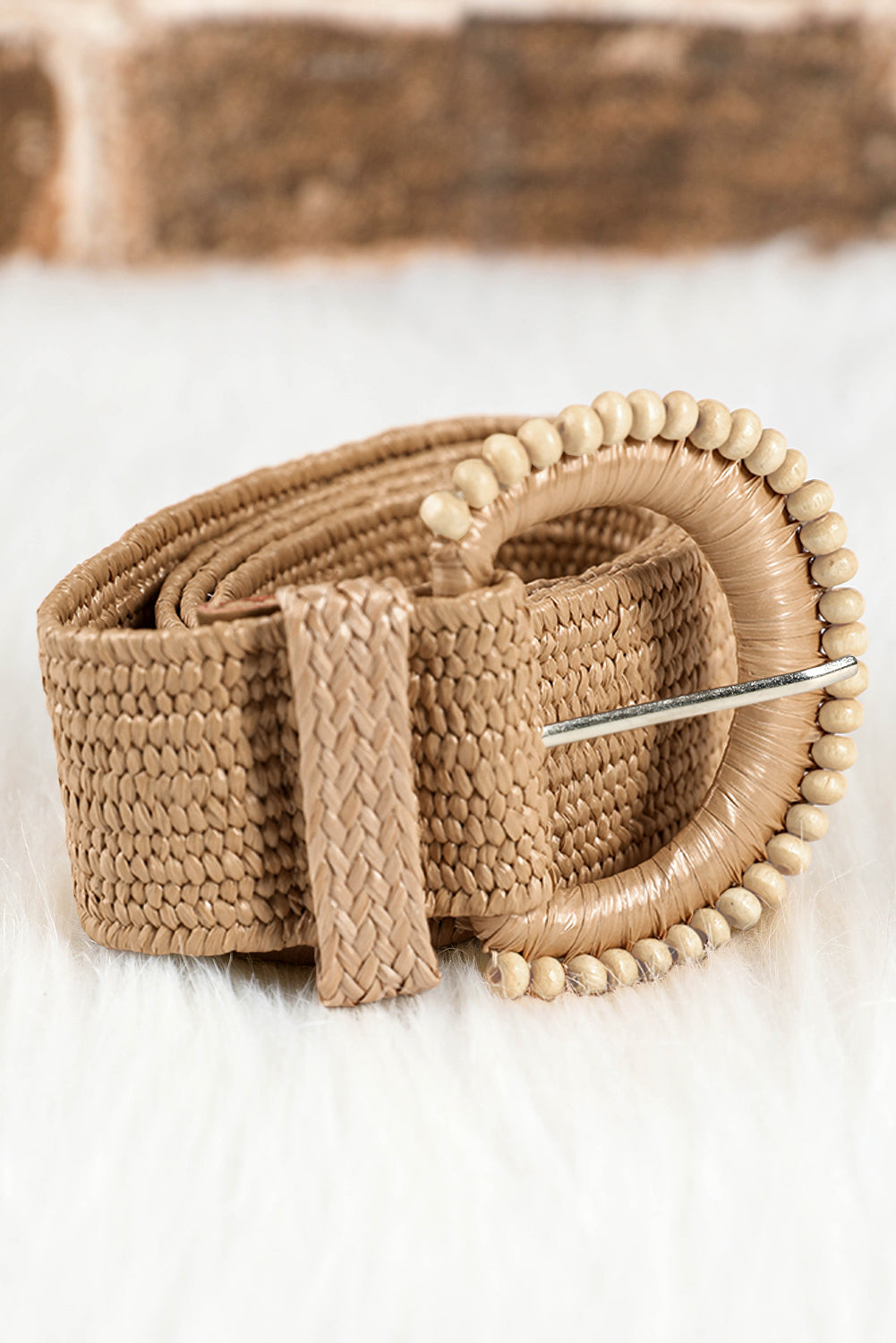Kylie Beaded Straw Woven Belt