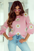 Mariah Floral Pattern Drop Shoulder Sweater