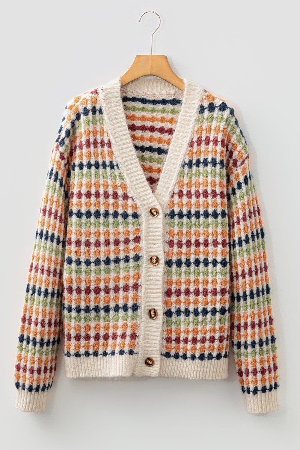 Seraxie Pattern Knit Front Sweater