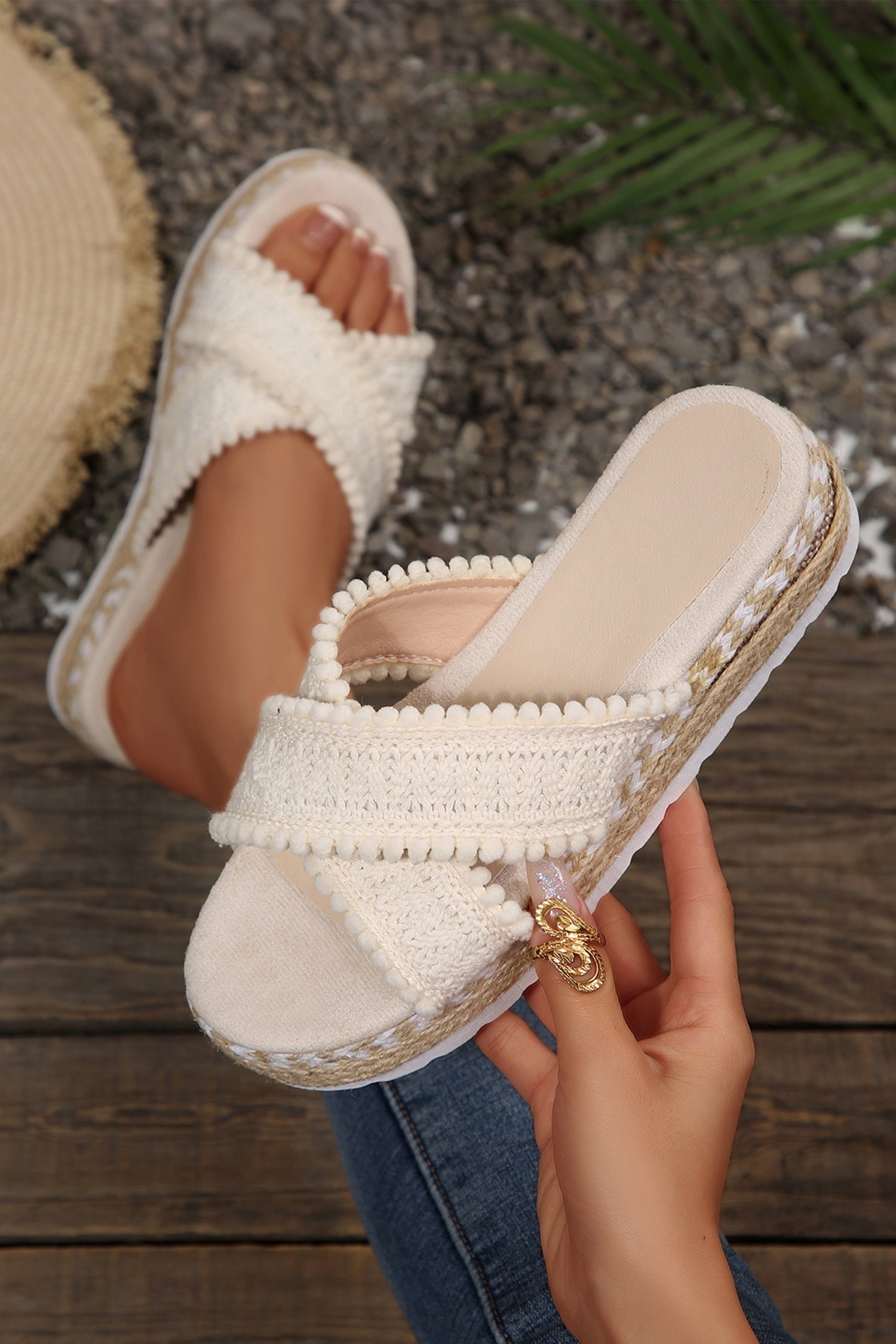 Lana Knit Platform Slide Slippers