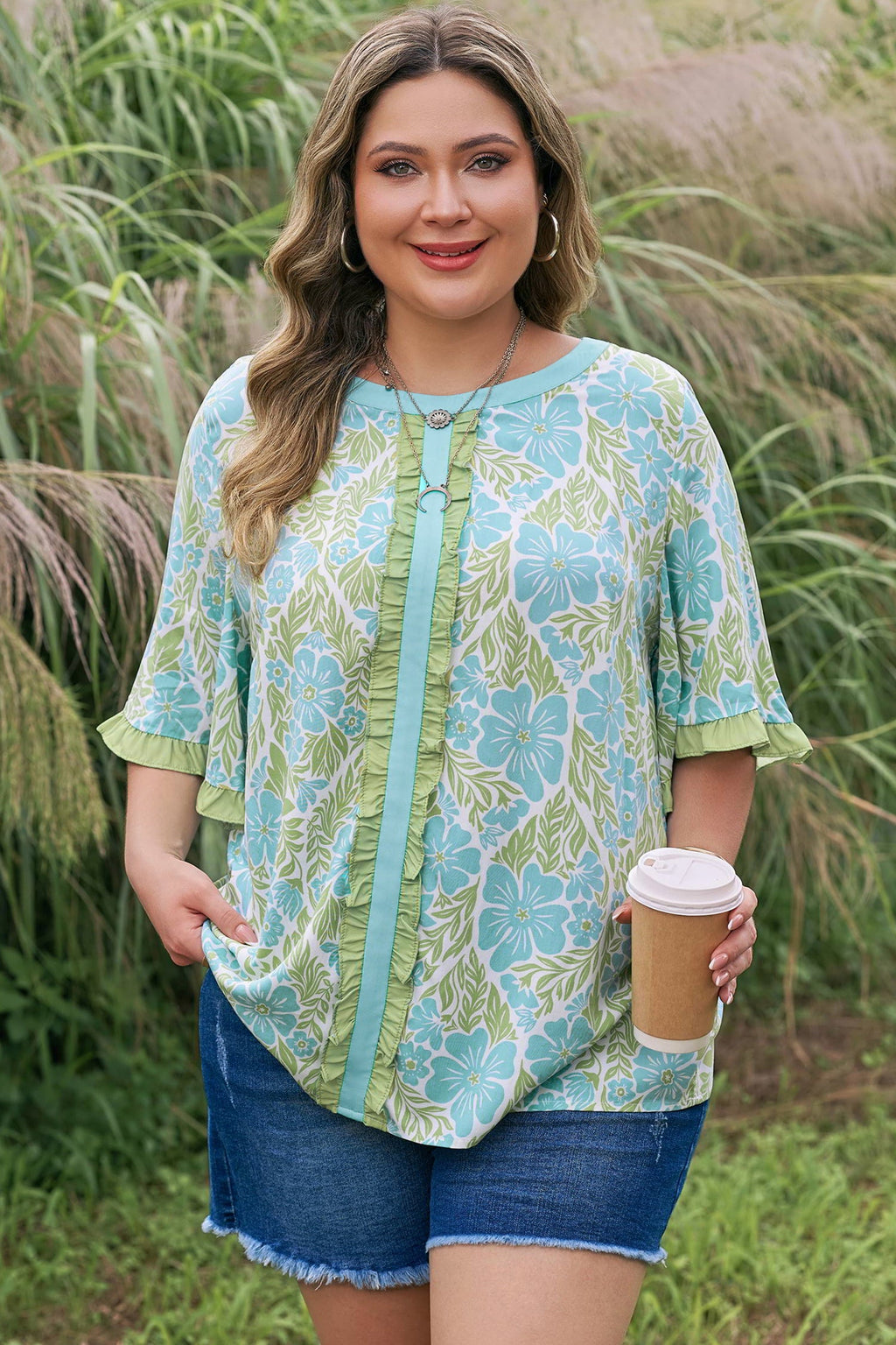 Elina Trim Short Sleeve PLUS Blouse