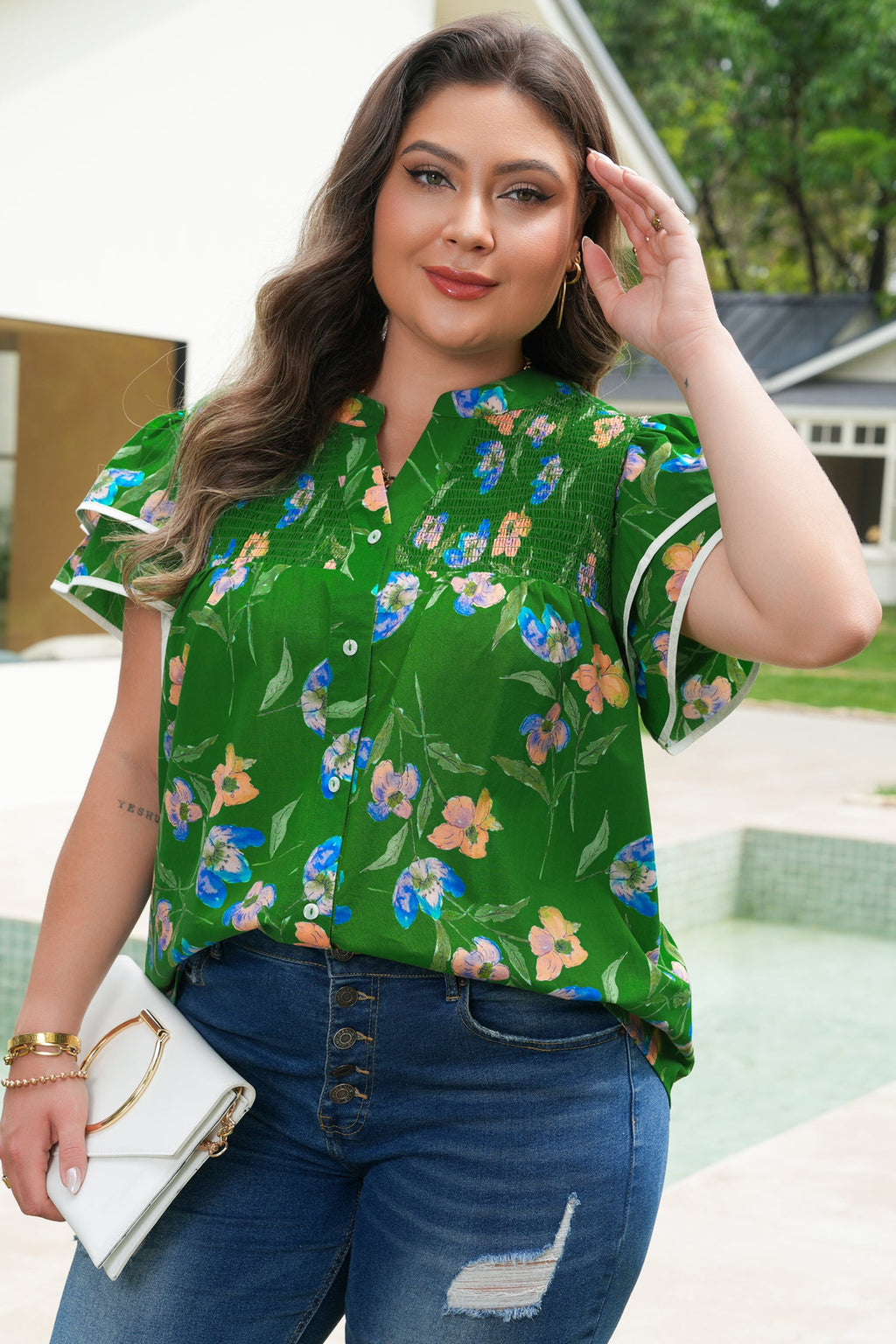 Keilani Short Sleeve Floral PLUS Top