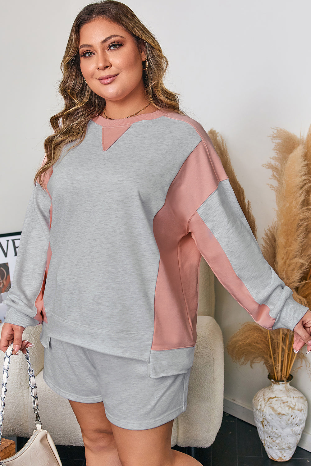 Lilliana Colorblock Pullover Casual PLUS Shorts