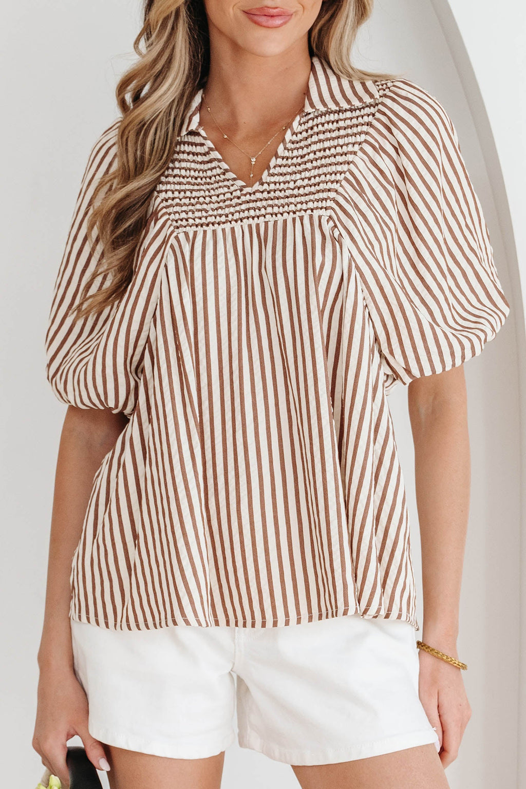 Lina Short Puff Sleeve Blouse