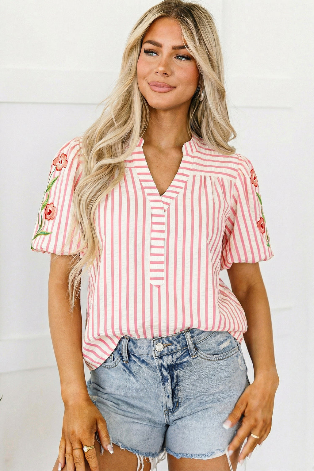 Imani Embroidered Puff Sleeve Blouse