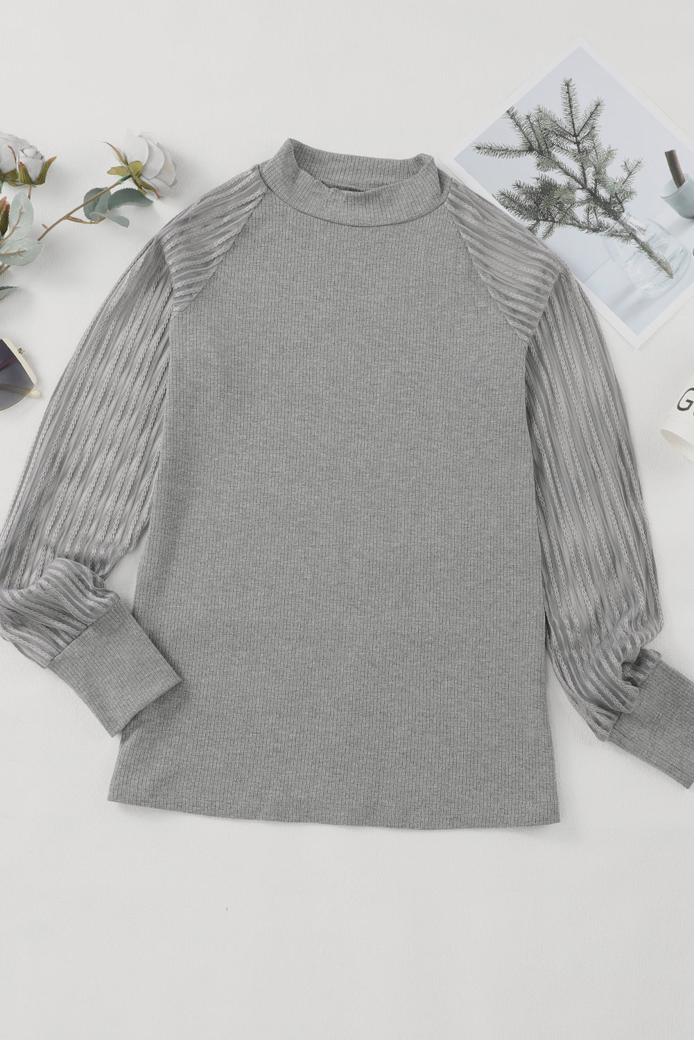 Elizabeth Crewneck Ribbed top Long Sleeve Top