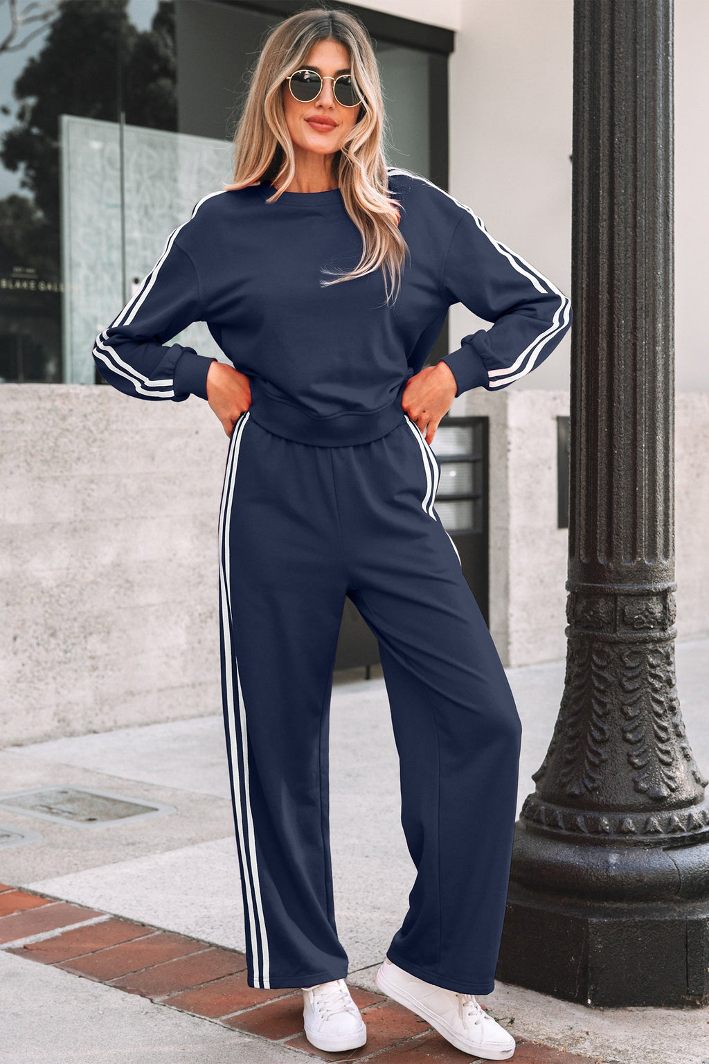 Hana Striped Detail Crewneck Pullover