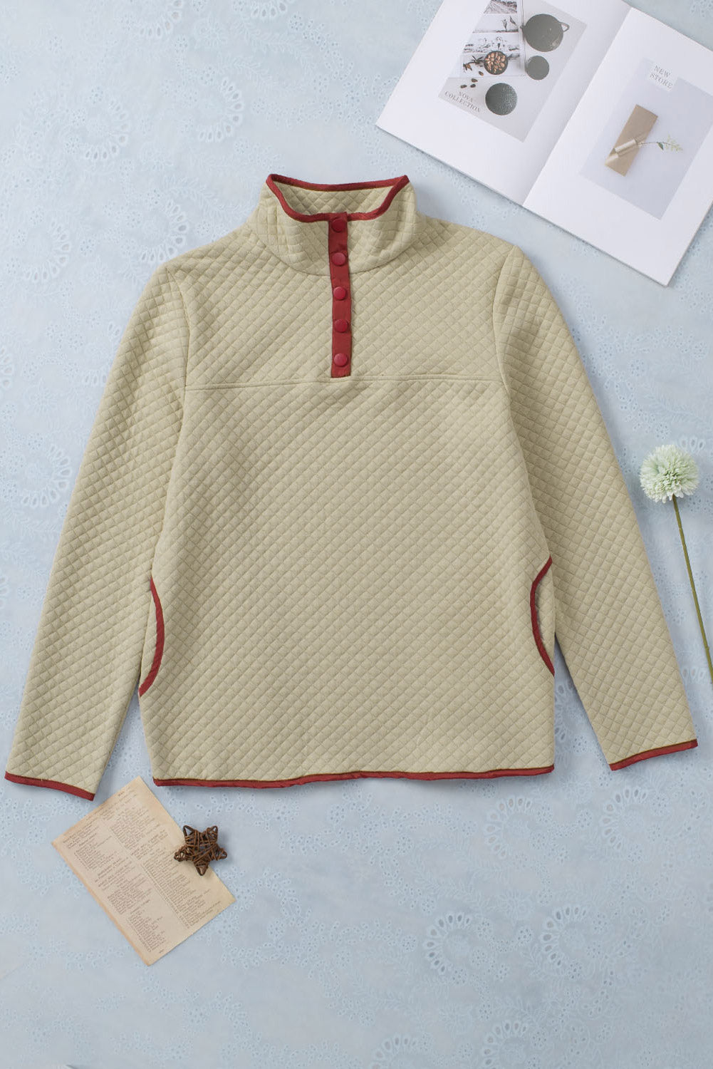 Maisie Binding Snap Geometric Pullover