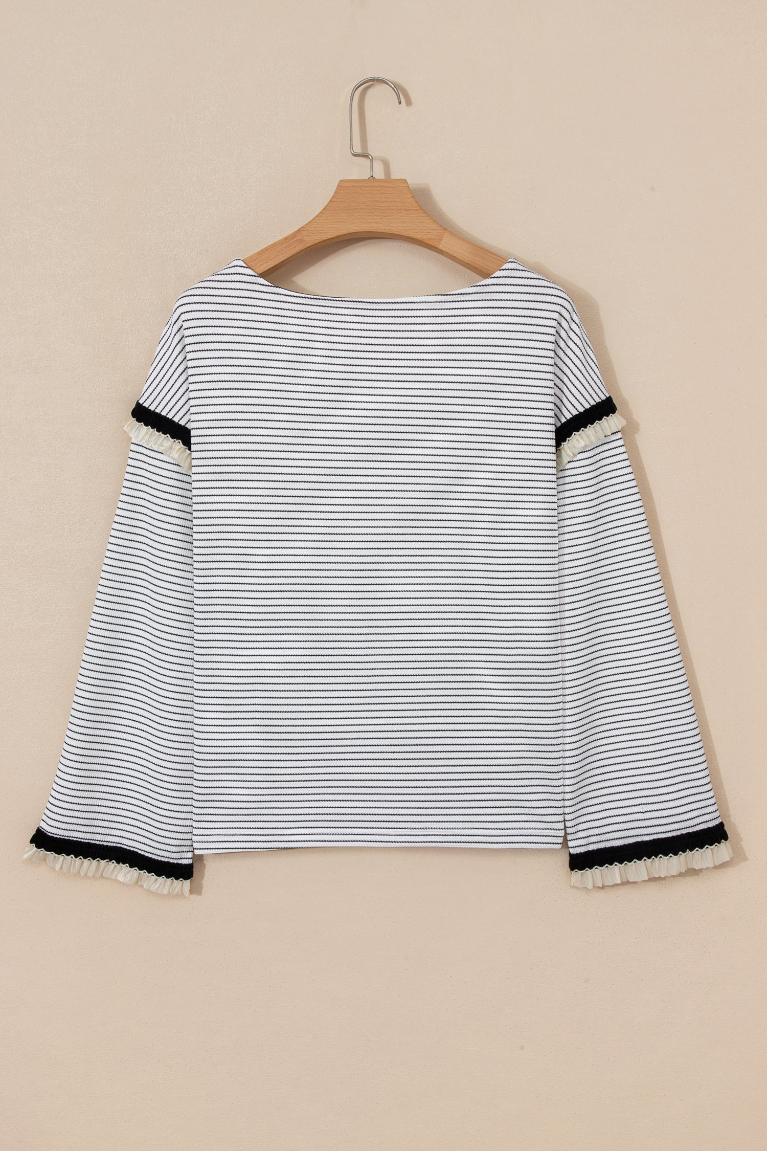 Anya Ruffle Trim Loose Long Sleeve Top