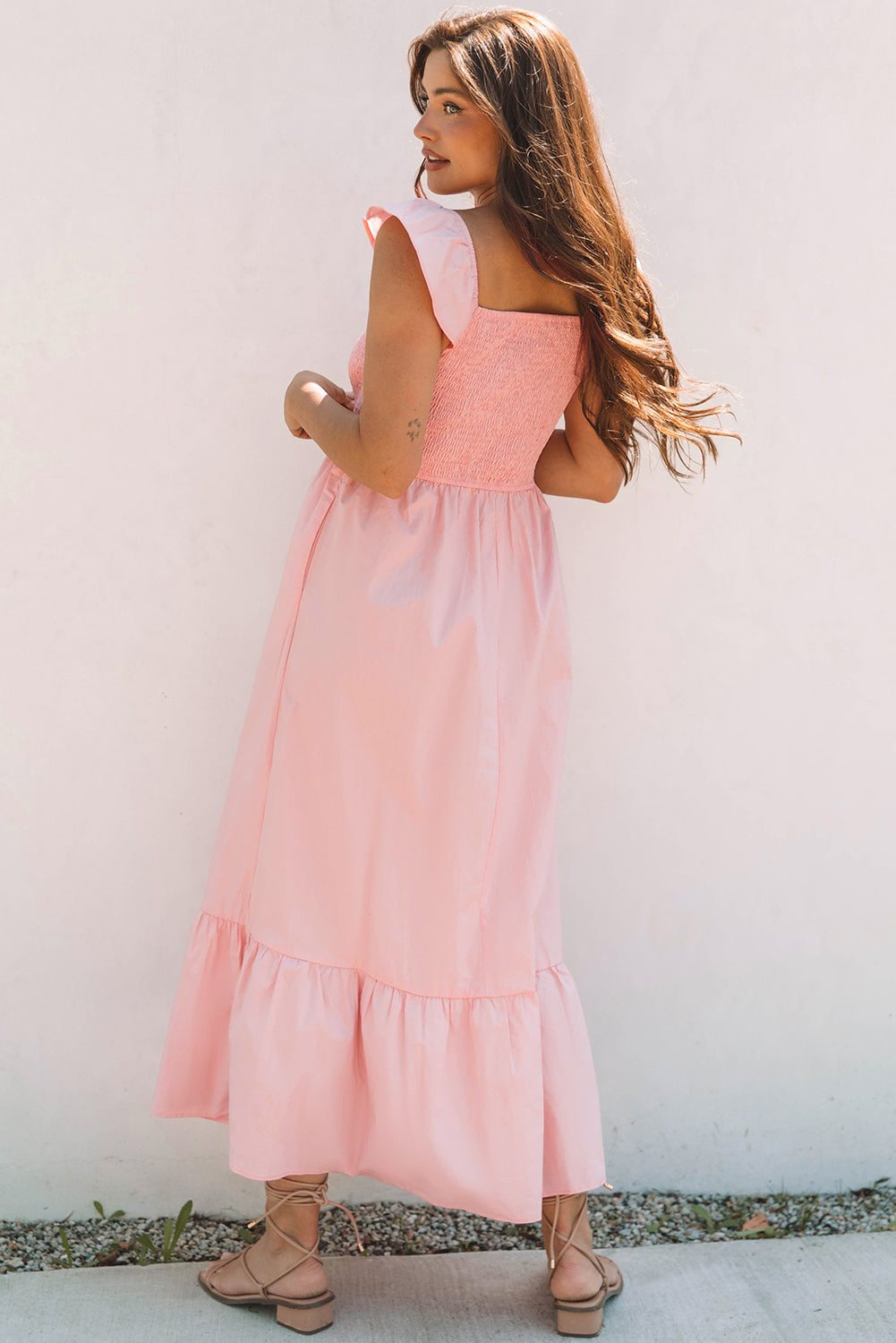 Ashlyn Flutter Sleeve Smocked Bodice Maxi Dress