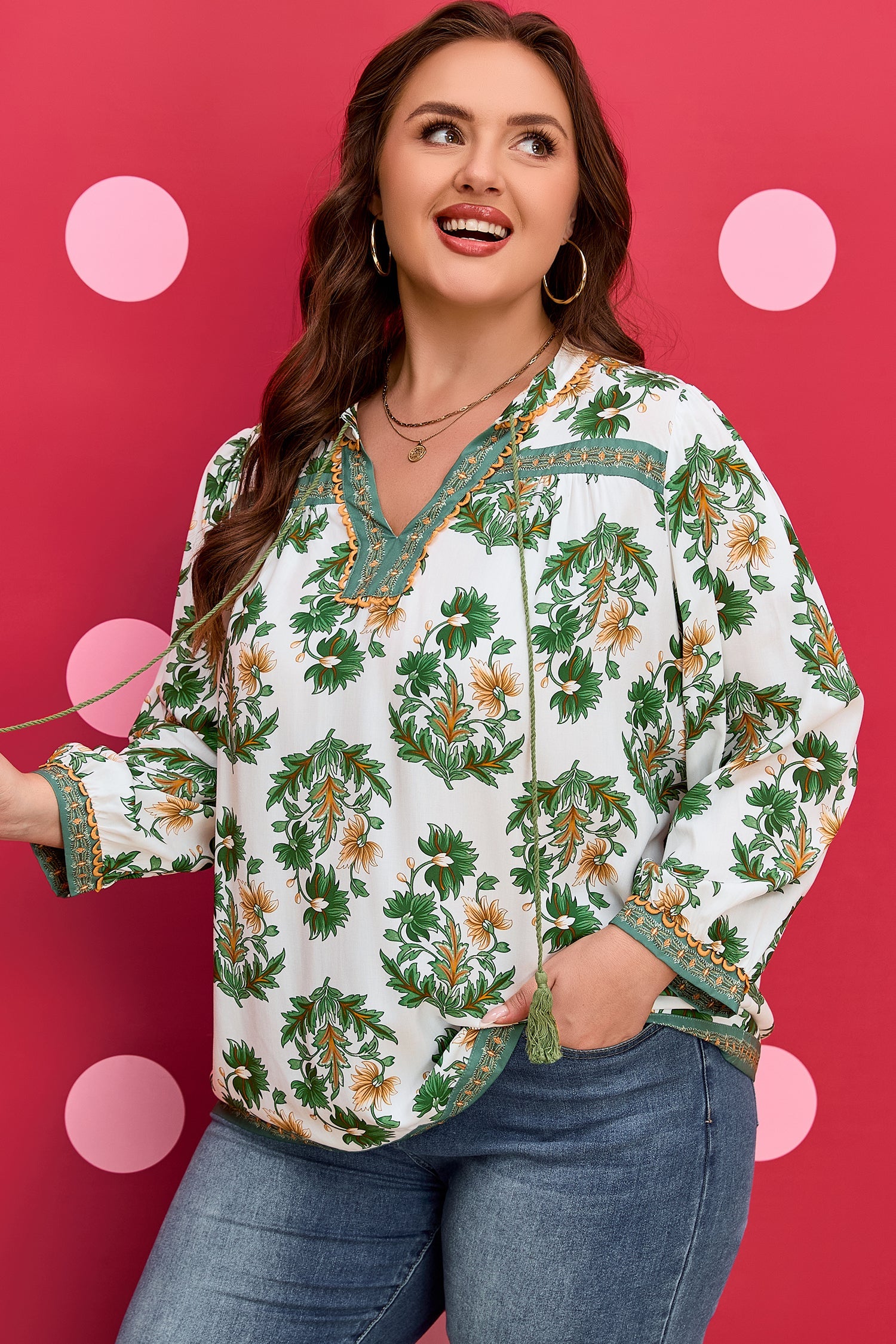 Kira 3 4 Sleeve PLUS Blouse