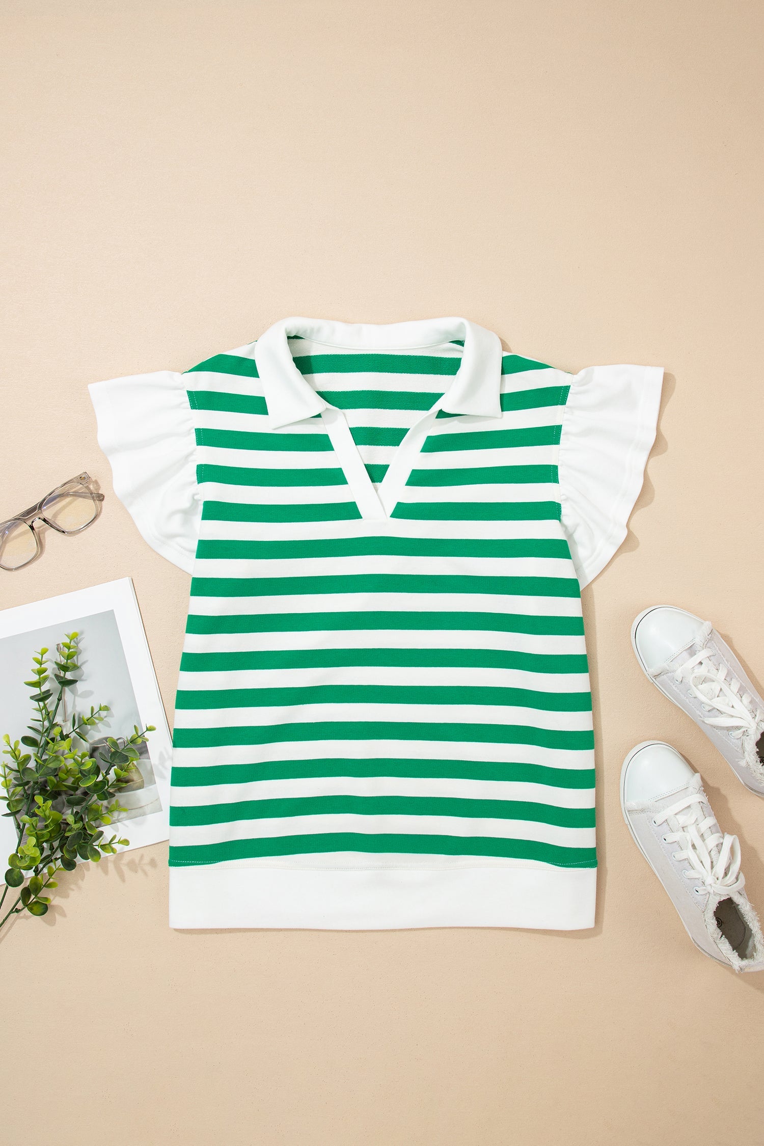 Luisa Ruffled Short Sleeve Blouse